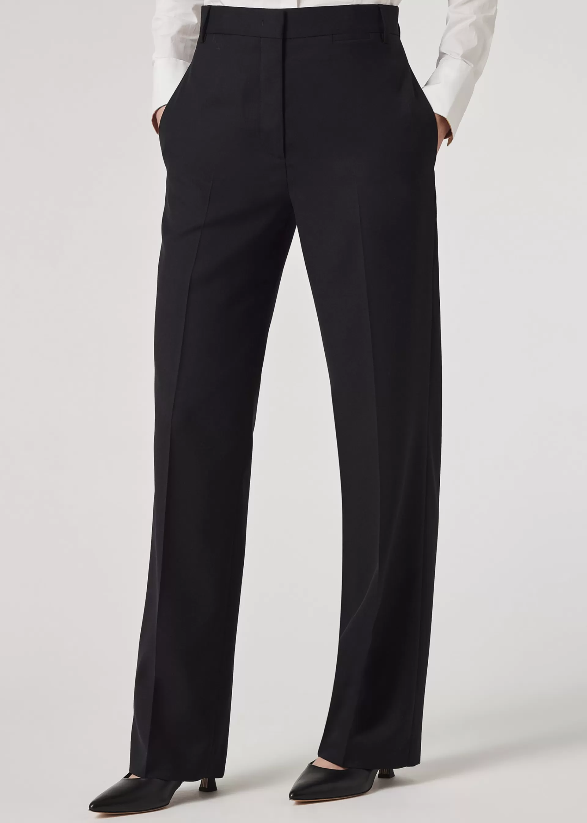 A Suit To Travel In - Women's Dark Straight-Leg Wool Trousers>Paul Smith Best Sale