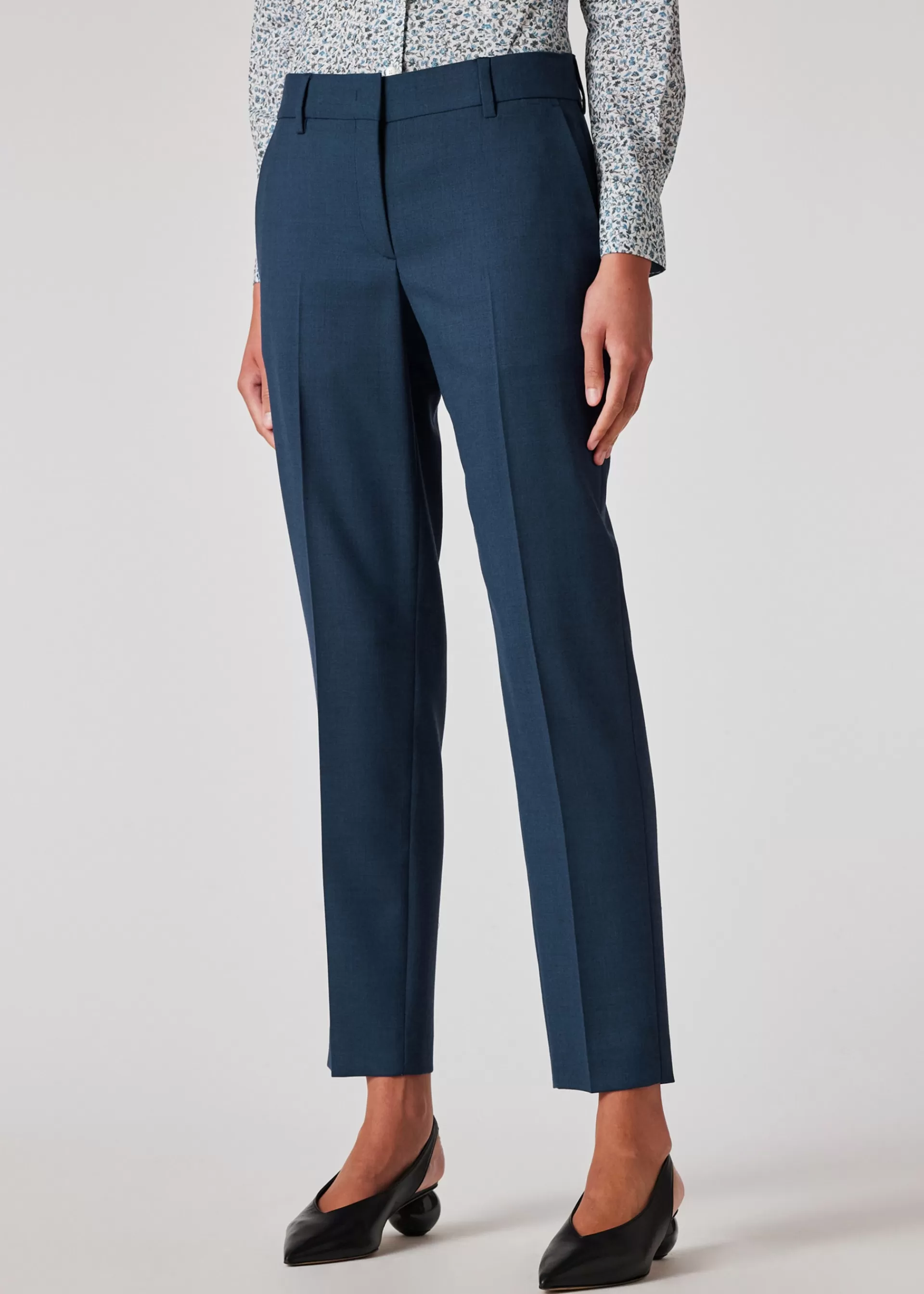 A Suit To Travel In - Women's Petrol Blue Slim-Fit Wool Trousers>Paul Smith Cheap