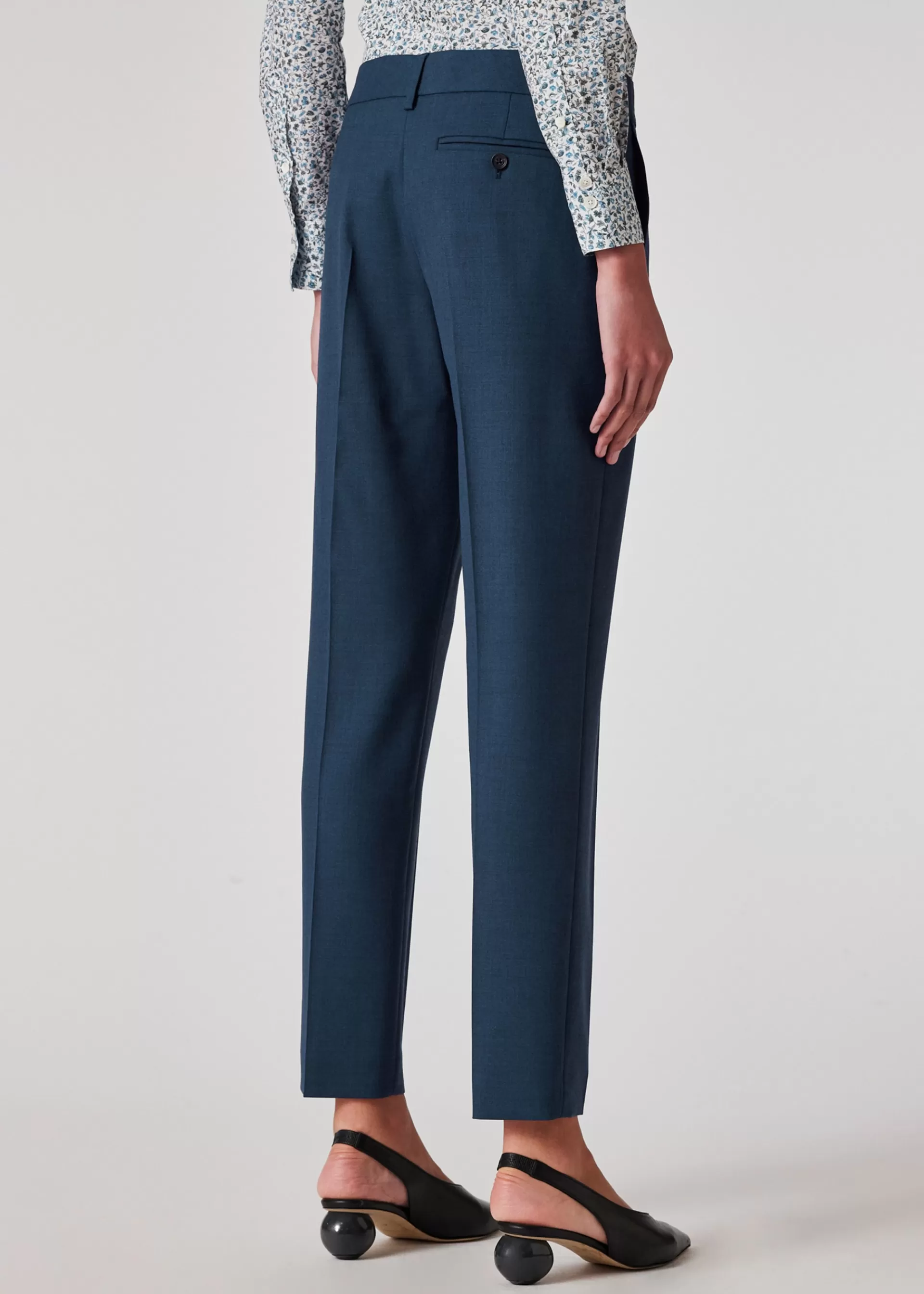 A Suit To Travel In - Women's Petrol Blue Slim-Fit Wool Trousers>Paul Smith Cheap