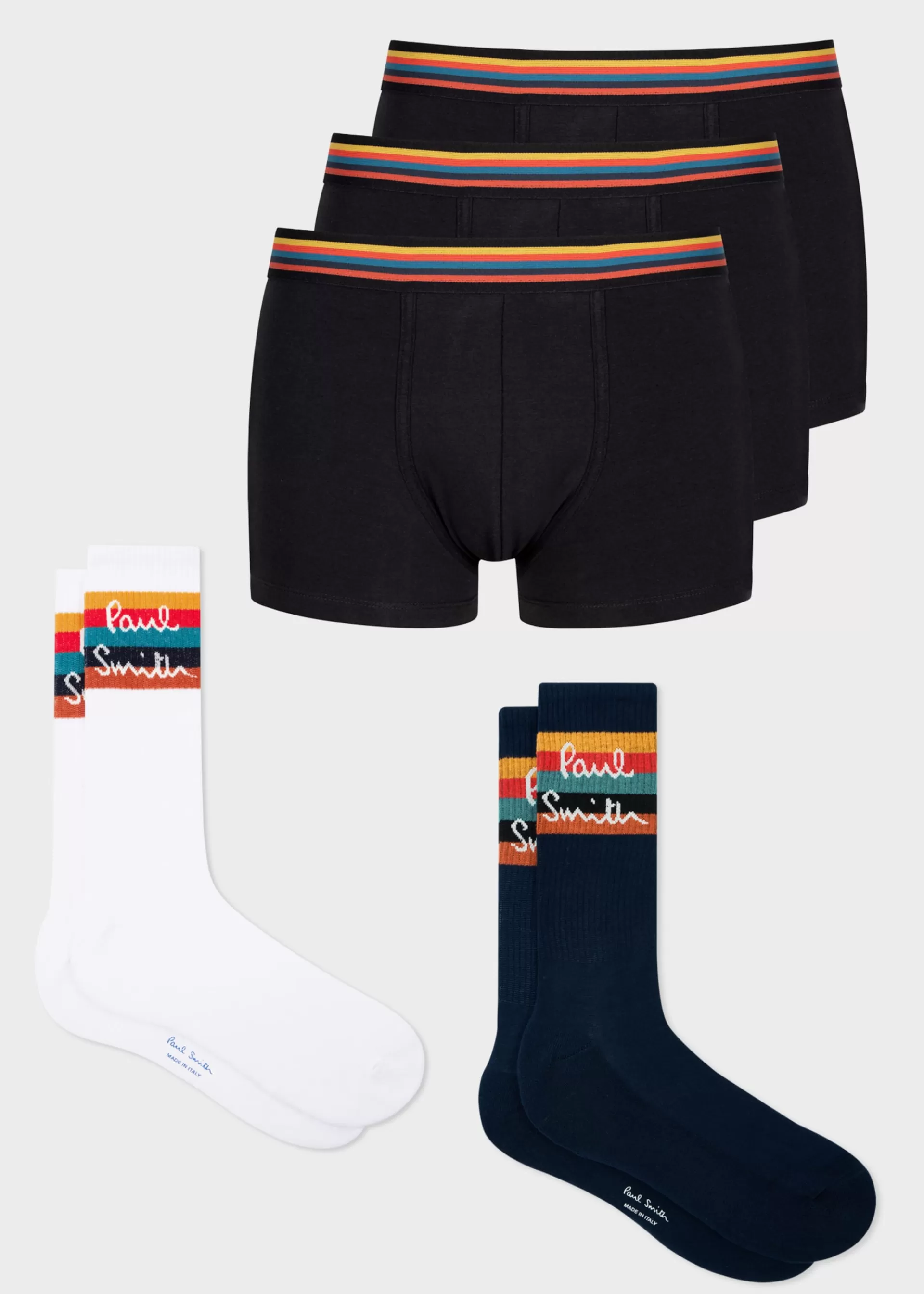 Artist Stripe' Black Boxers & Two Pack Socks Gift Set>Paul Smith Fashion