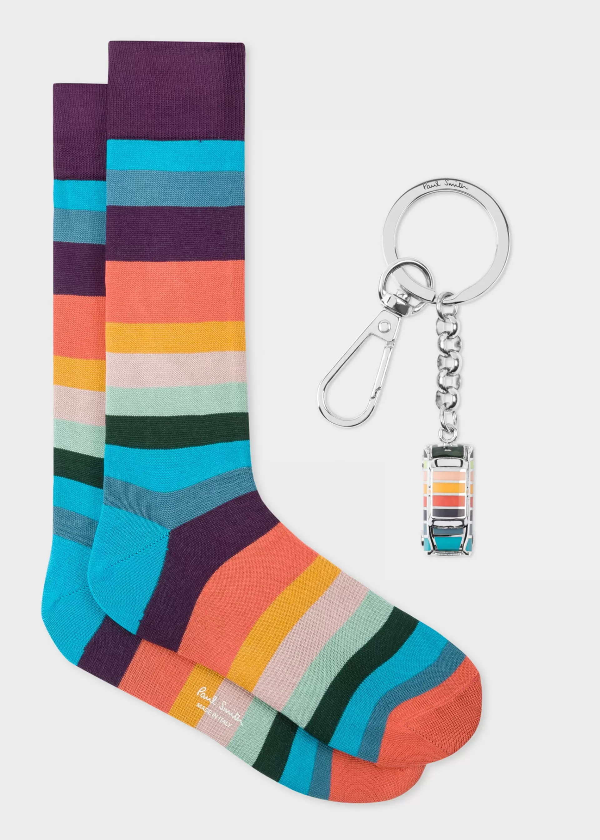 Artist Stripe' Socks & Keyring Gift Set>Paul Smith Online