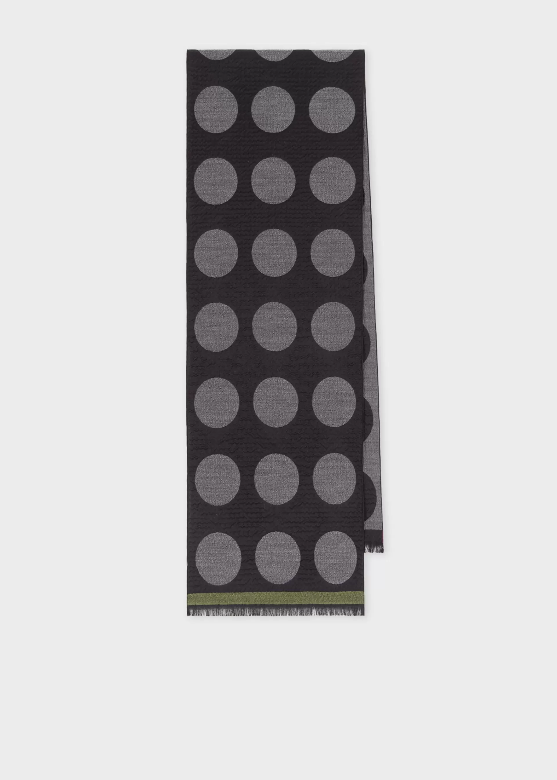 Black And Grey Virgin Wool-Blend Jacquard Spot Scarf>Paul Smith Sale