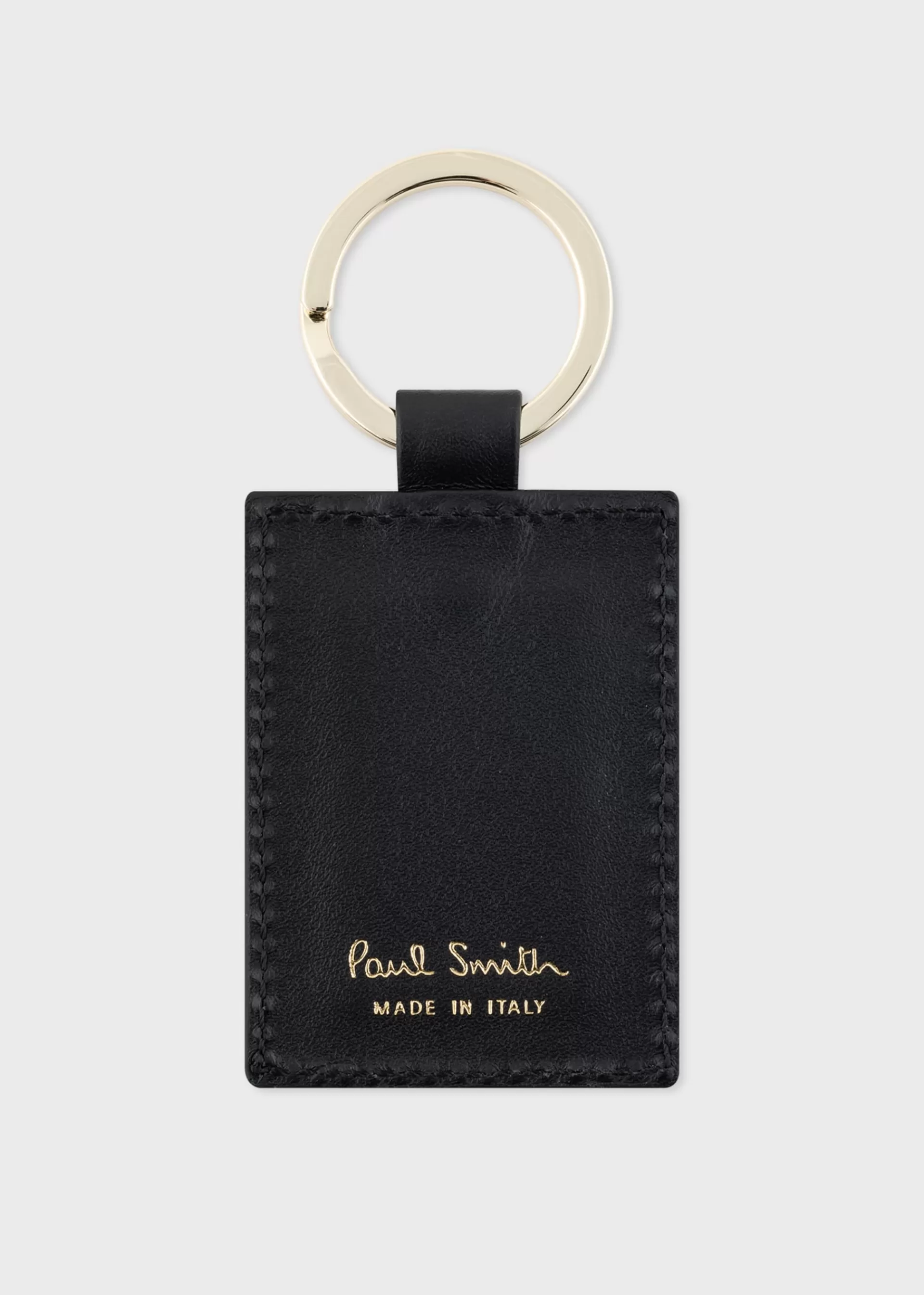 Black Calf Leather 'Signature Stripe' Keyring>Paul Smith Sale