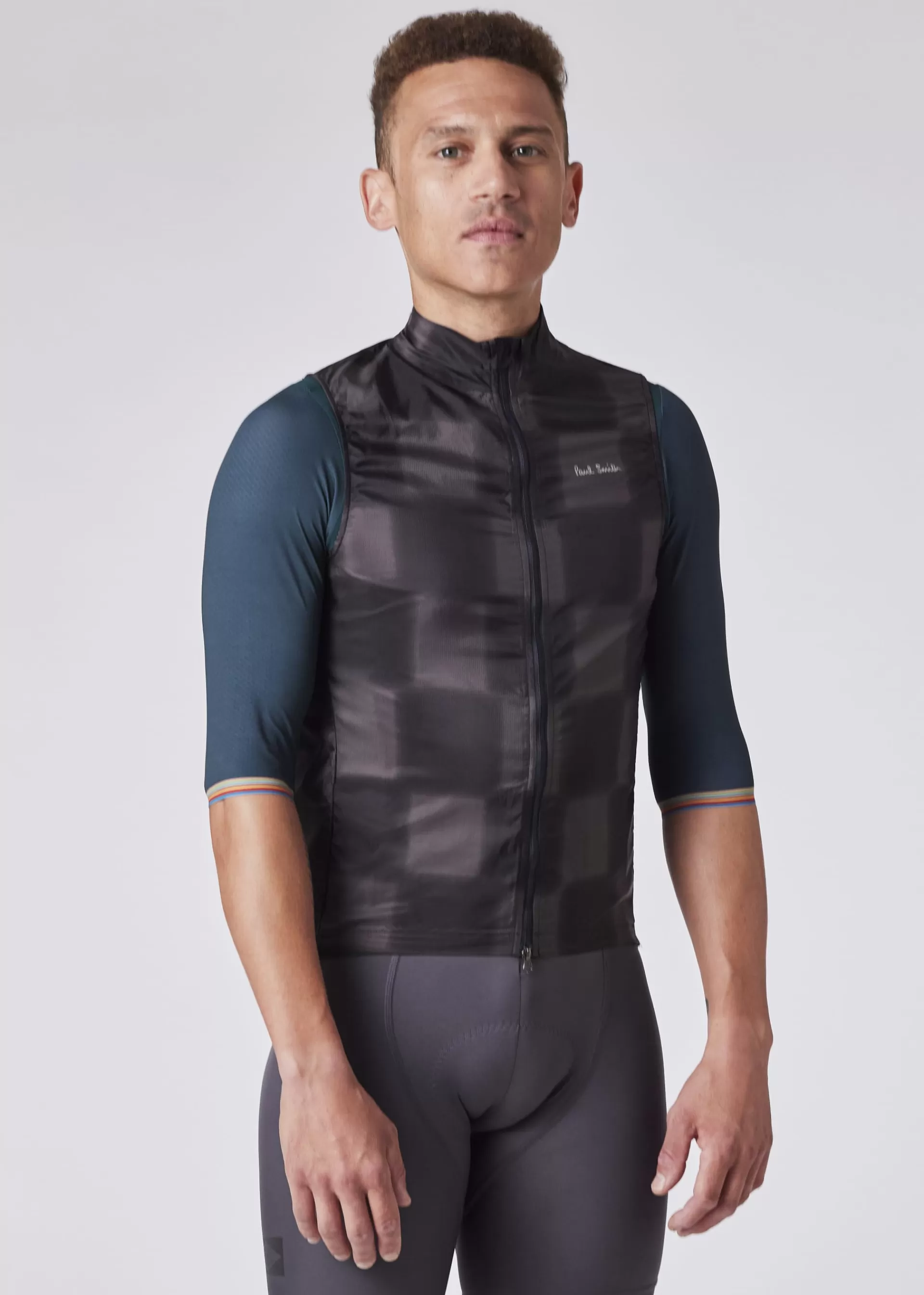 Black Checkerboard Packable Cycling Gilet>Paul Smith Discount