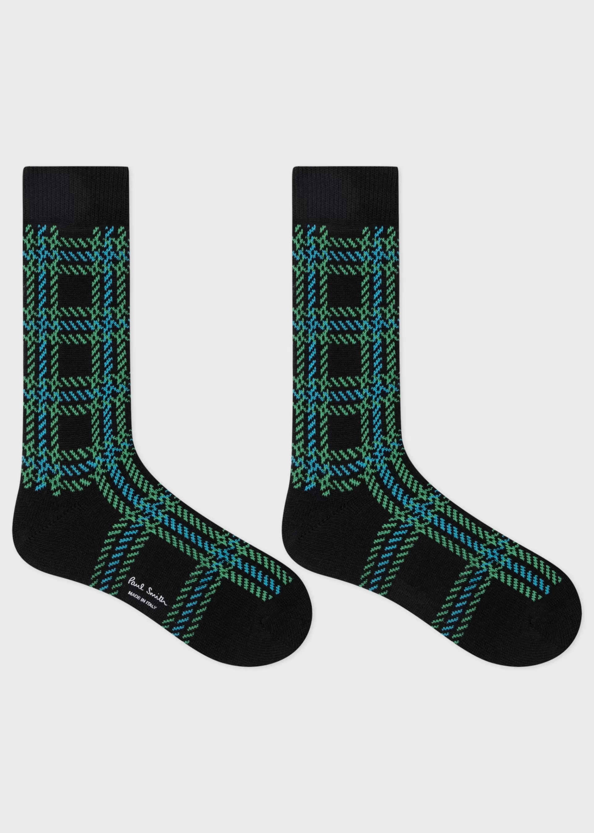 Black Cotton And Wool-Blend Check Socks>Paul Smith Hot