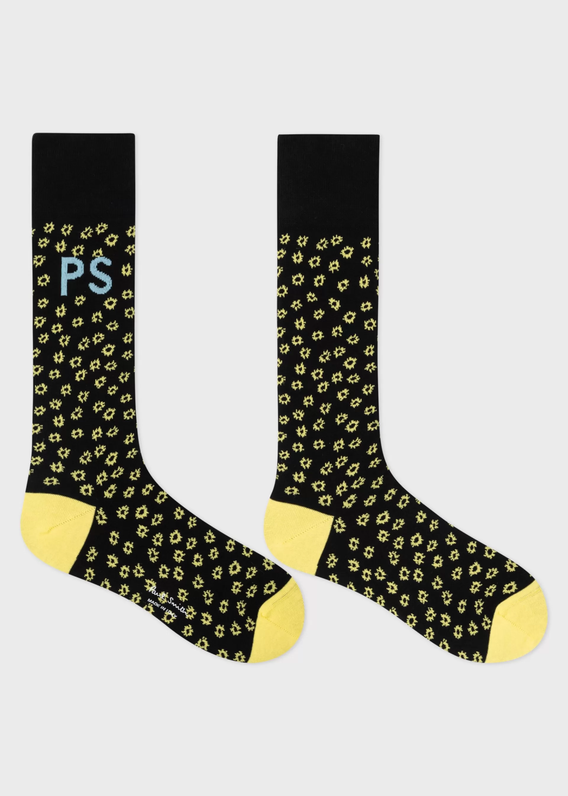 Black Cotton-Blend Floral Socks>Paul Smith Cheap