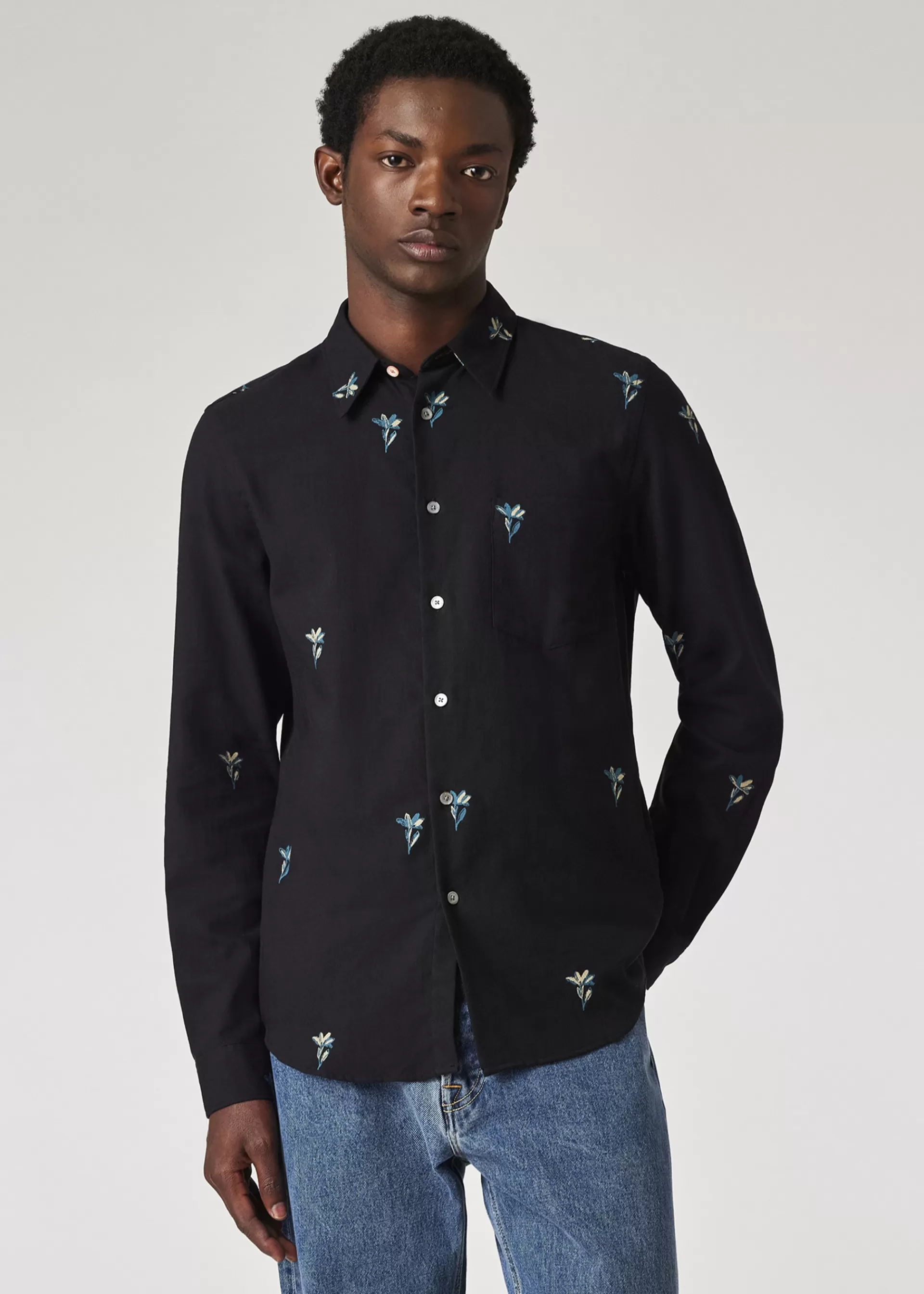 Floral Cotton-Flannel Tailored-Fit Shirt>Paul Smith New