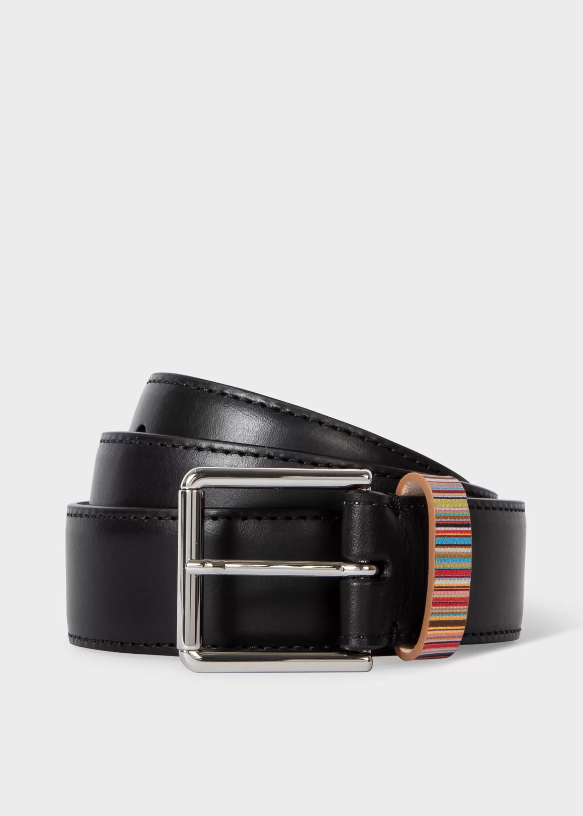 Leather Belt With 'Signature Stripe' Keeper>Paul Smith Shop