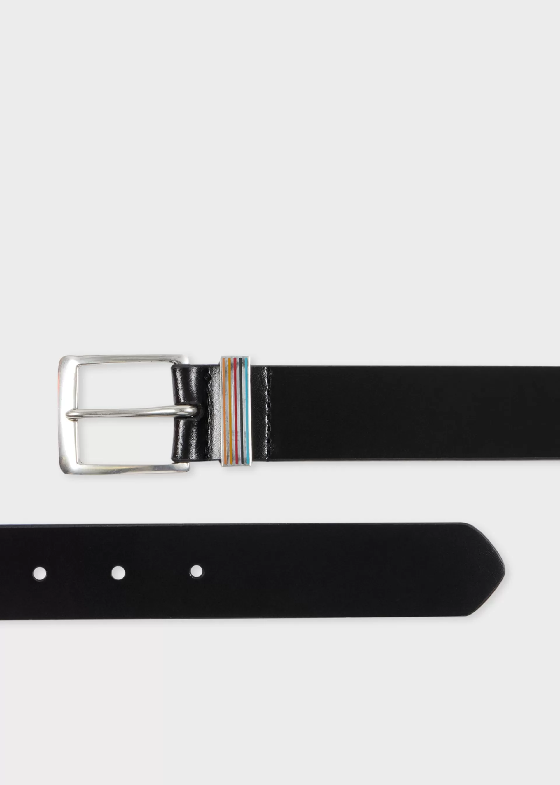 Leather Belt With 'Signature Stripe' Keeper>Paul Smith Fashion