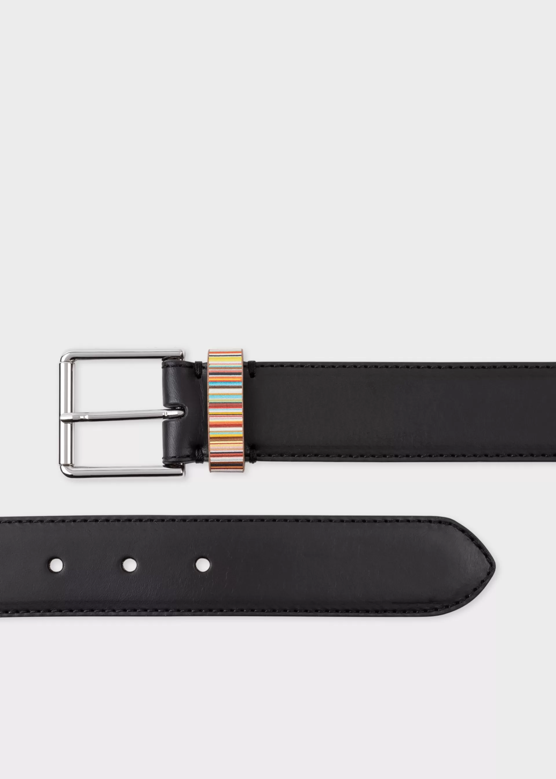 Leather Belt With 'Signature Stripe' Keeper>Paul Smith Shop