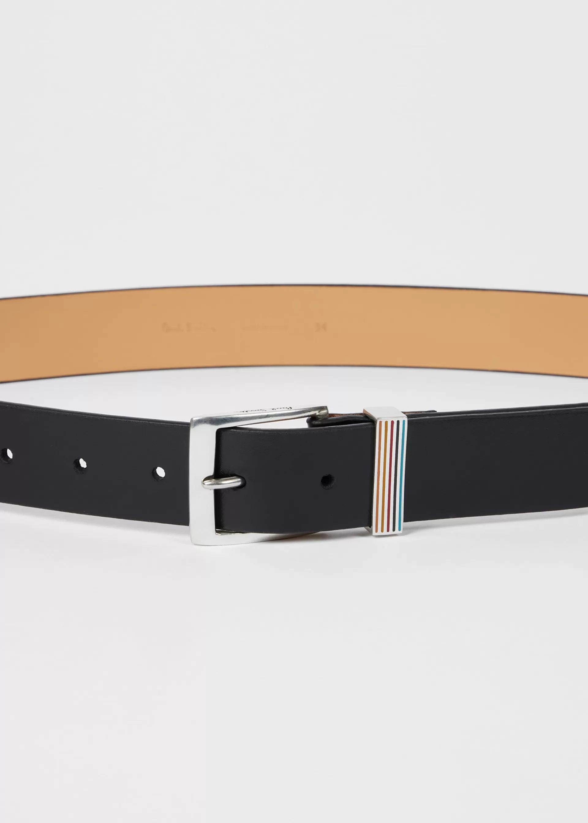 Leather Belt With 'Signature Stripe' Keeper>Paul Smith Fashion