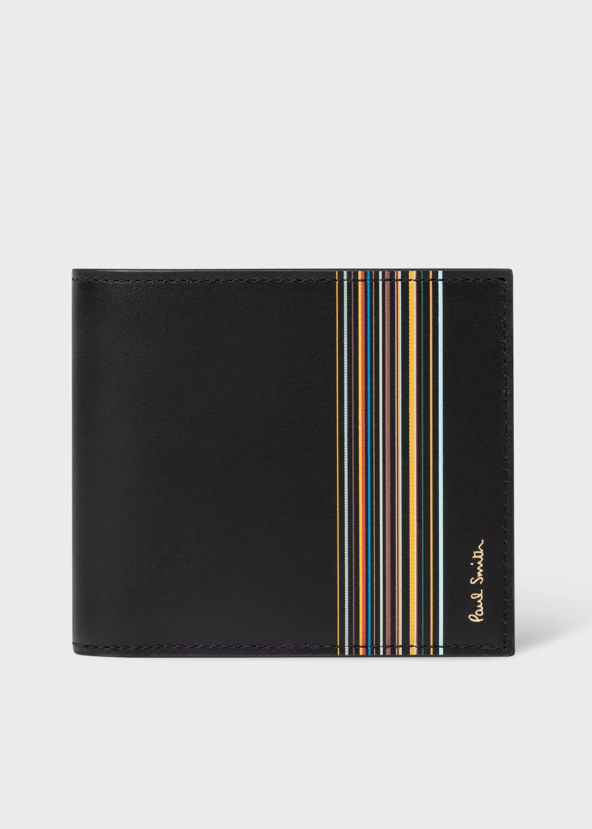 Leather 'Signature Stripe Block' Billfold Wallet>Paul Smith Store