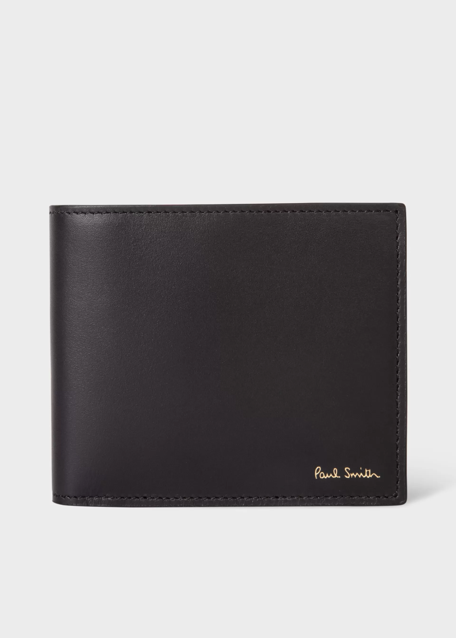 Black Leather 'Signature Stripe' Interior Billfold And Coin Wallet>Paul Smith New