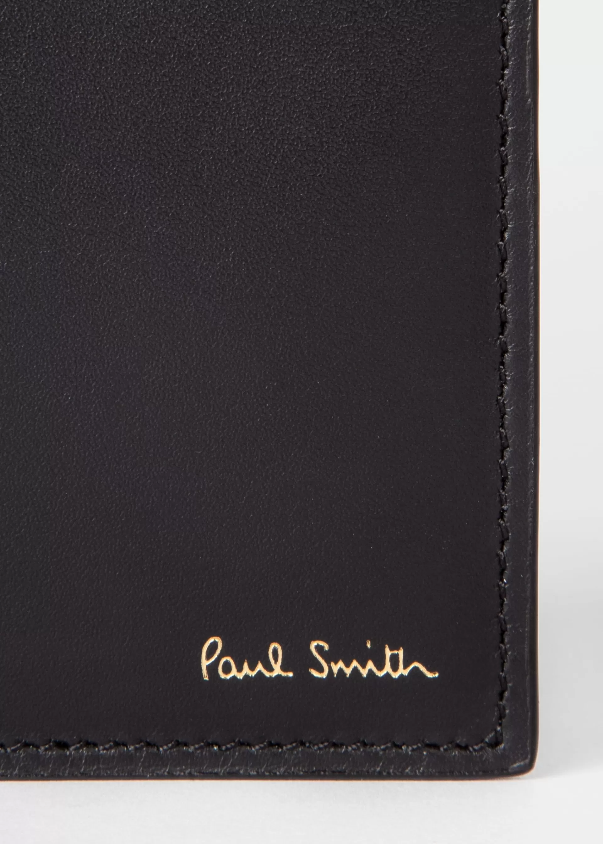 Black Leather 'Signature Stripe' Interior Billfold And Coin Wallet>Paul Smith New