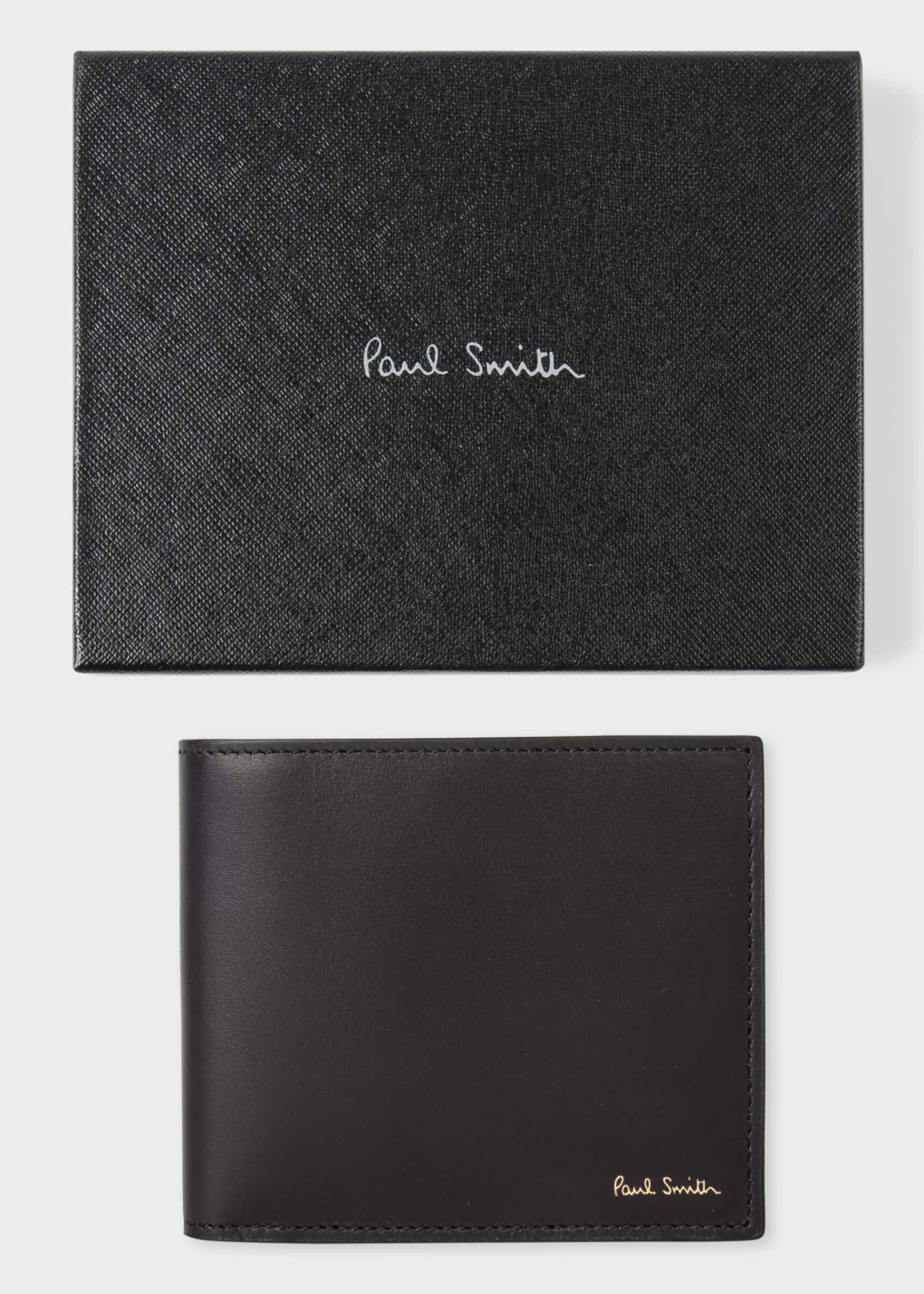Black Leather 'Signature Stripe' Interior Billfold And Coin Wallet>Paul Smith New