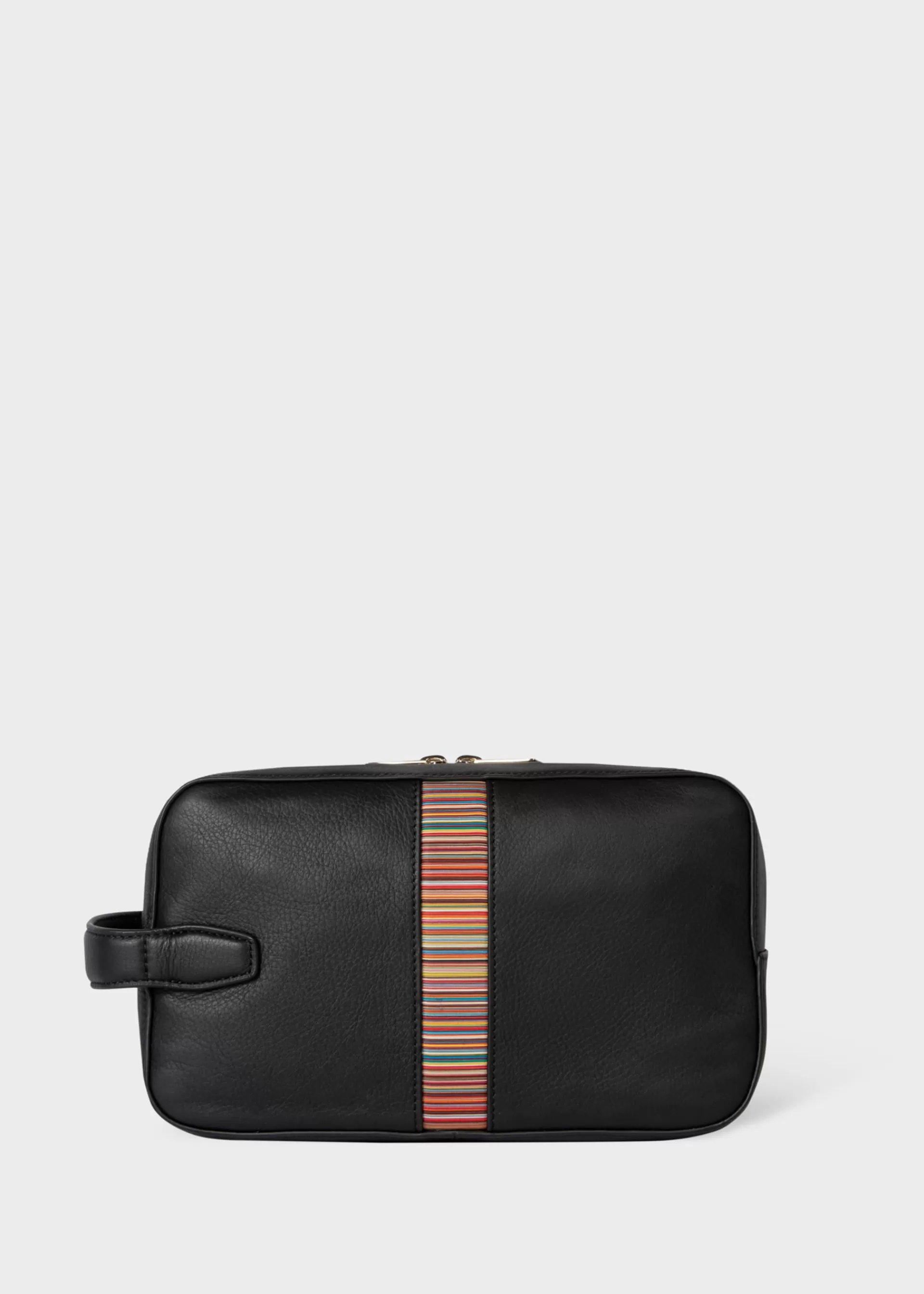 Leather 'Signature Stripe' Wash Bag>Paul Smith Shop