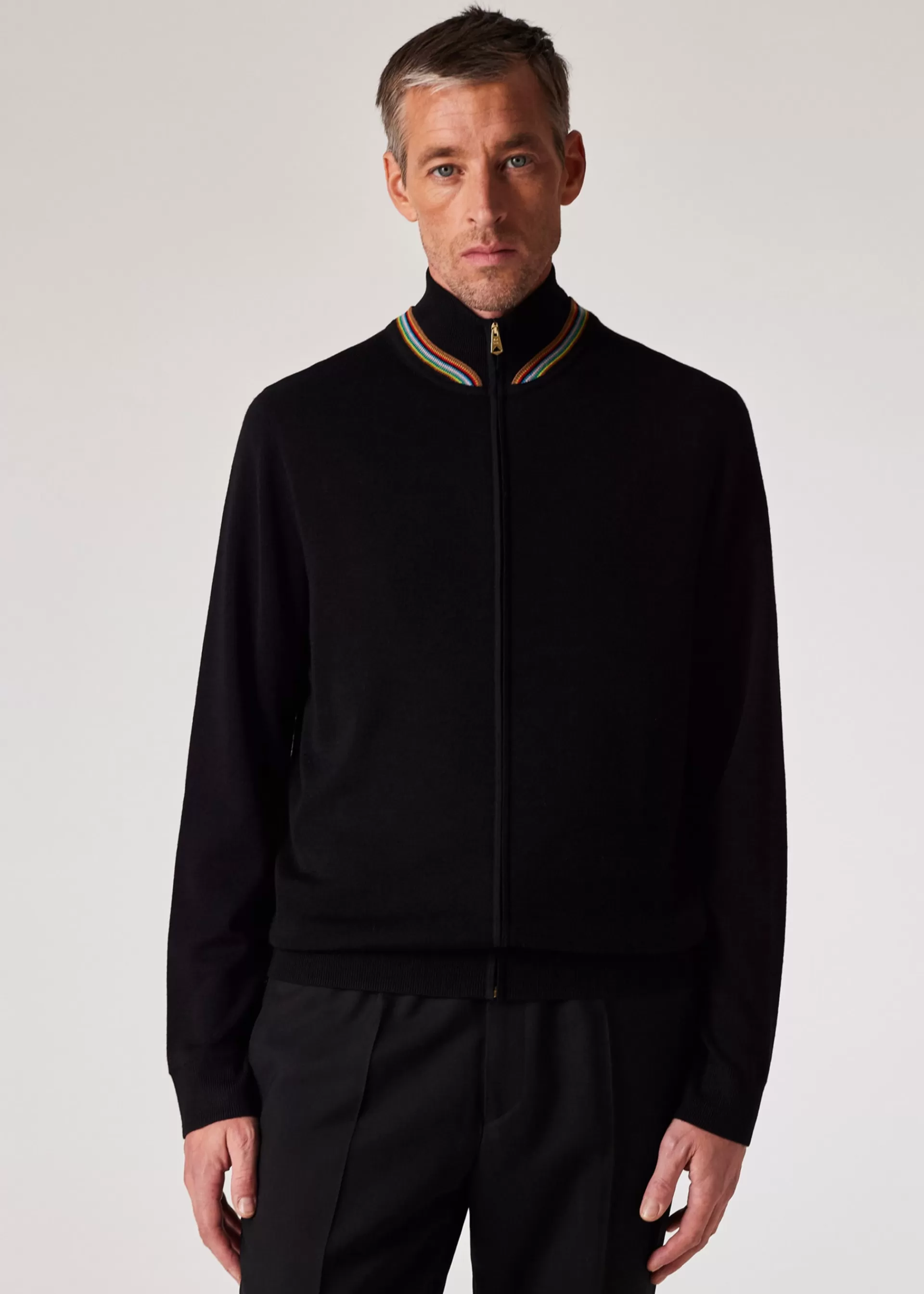 Merino Wool Full-Zip Cardigan With 'Signature Stripe' Trim>Paul Smith Cheap