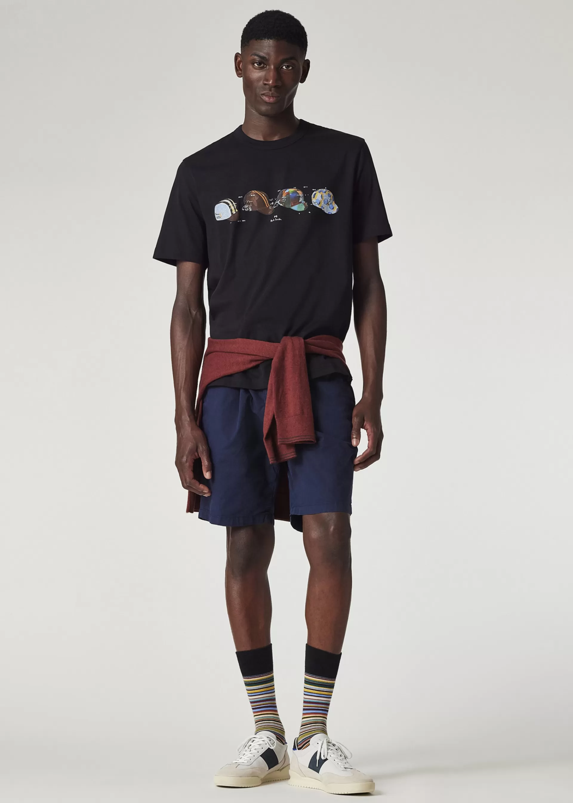 Organic Cotton 'Cycling Caps' Print T-Shirt>Paul Smith Store