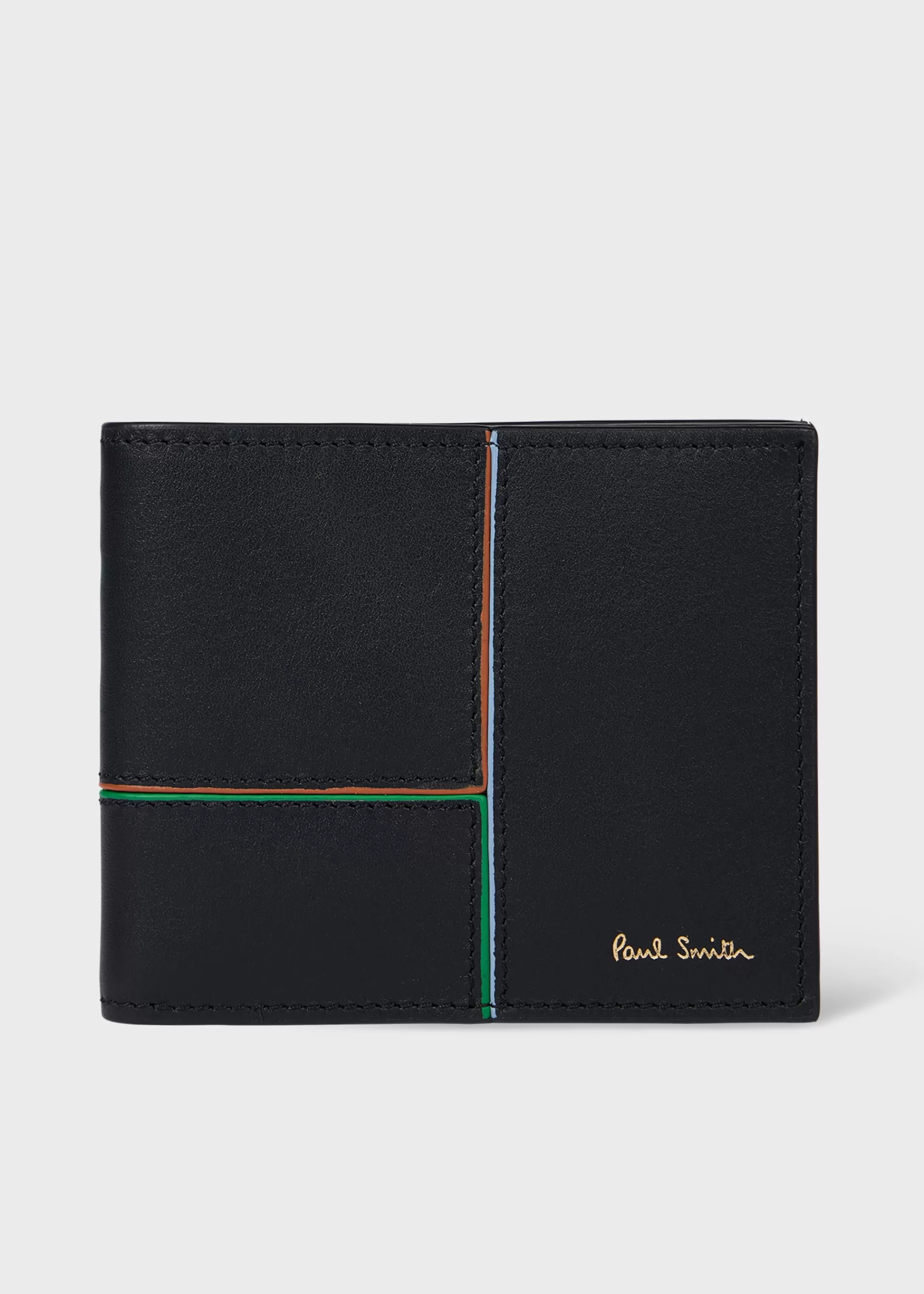 Panelled Leather Compact Billfold Wallet>Paul Smith Best Sale