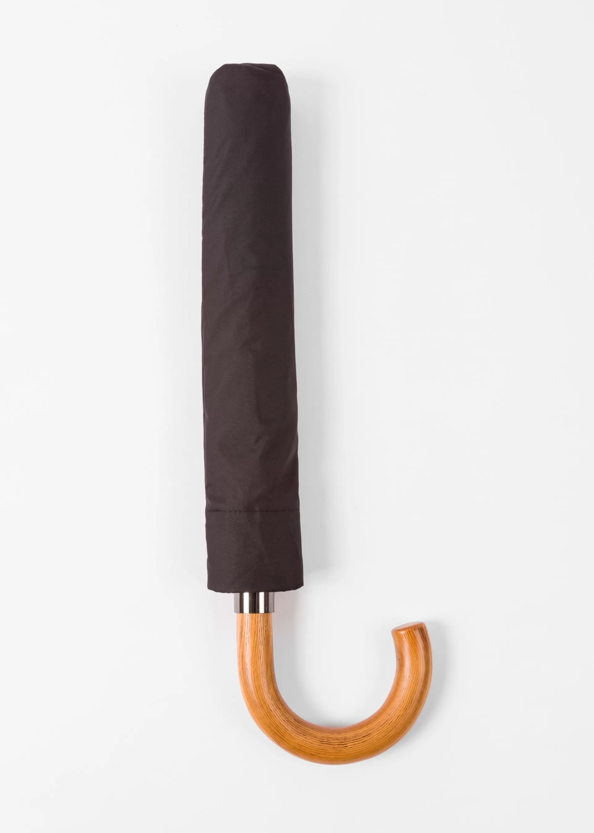 'Signature Stripe' Border Compact Umbrella With Crook Wooden Handle>Paul Smith Fashion