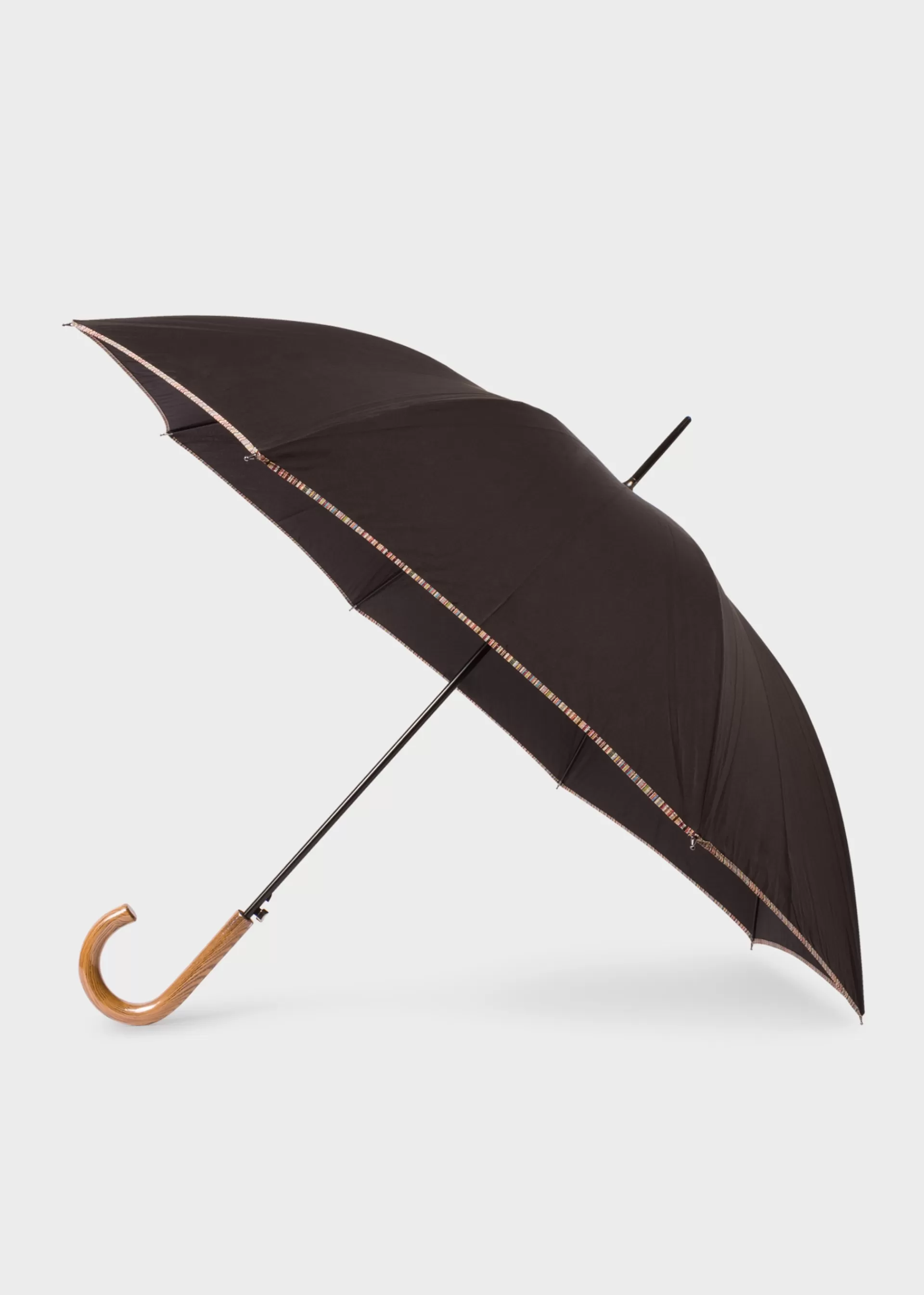 'Signature Stripe' Border Walker Umbrella With Wooden Handle>Paul Smith New