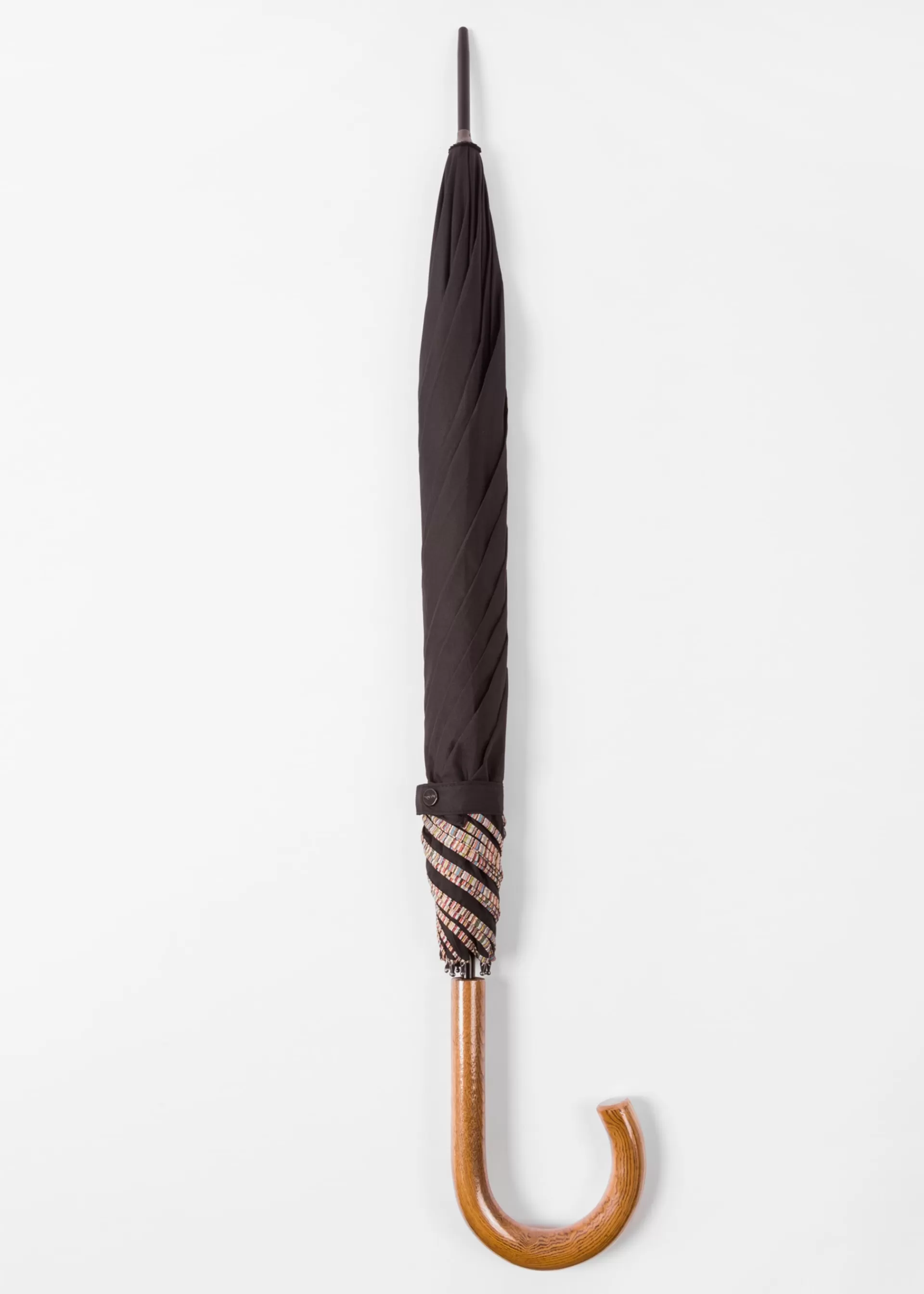 'Signature Stripe' Border Walker Umbrella With Wooden Handle>Paul Smith New