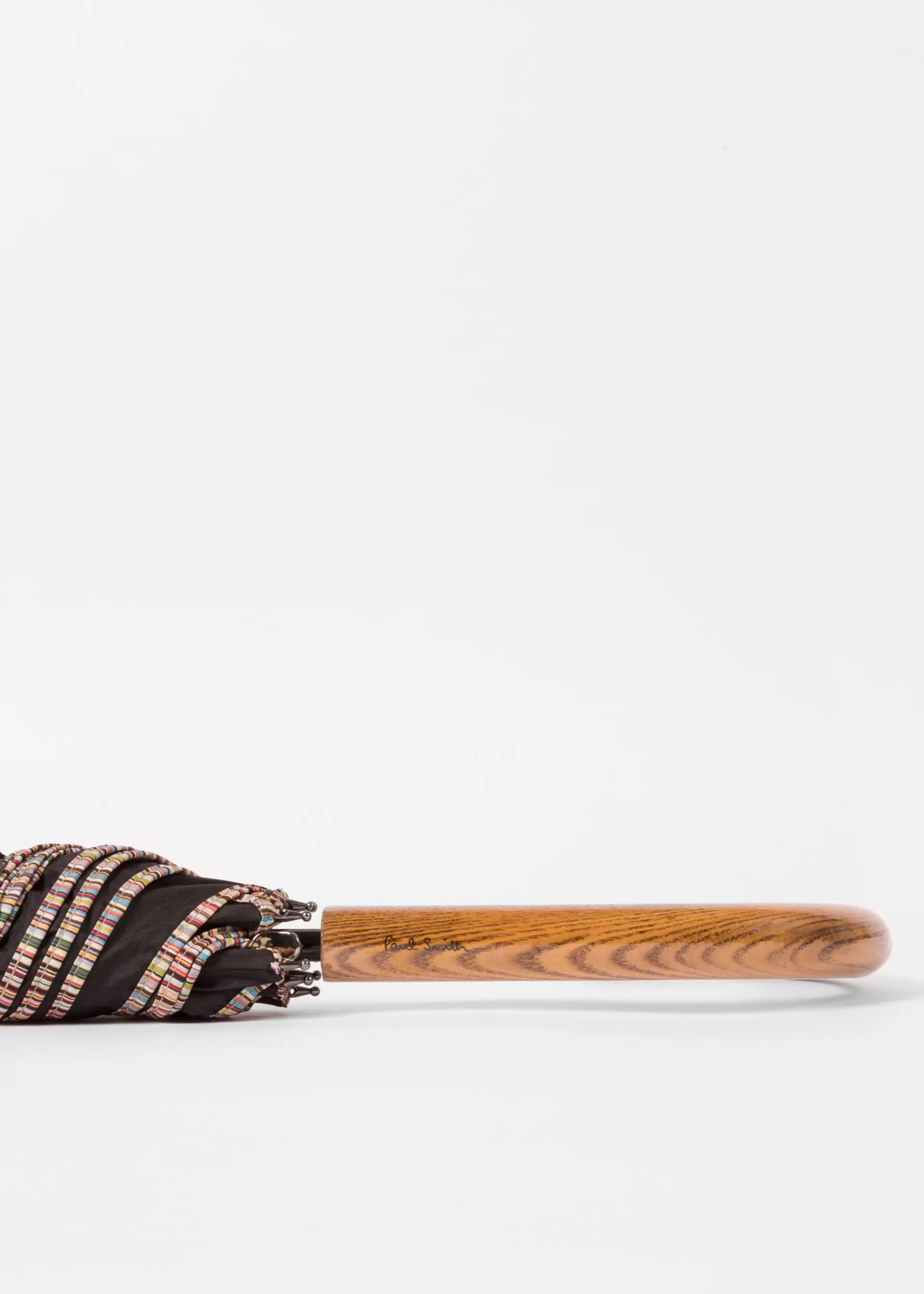 'Signature Stripe' Border Walker Umbrella With Wooden Handle>Paul Smith New