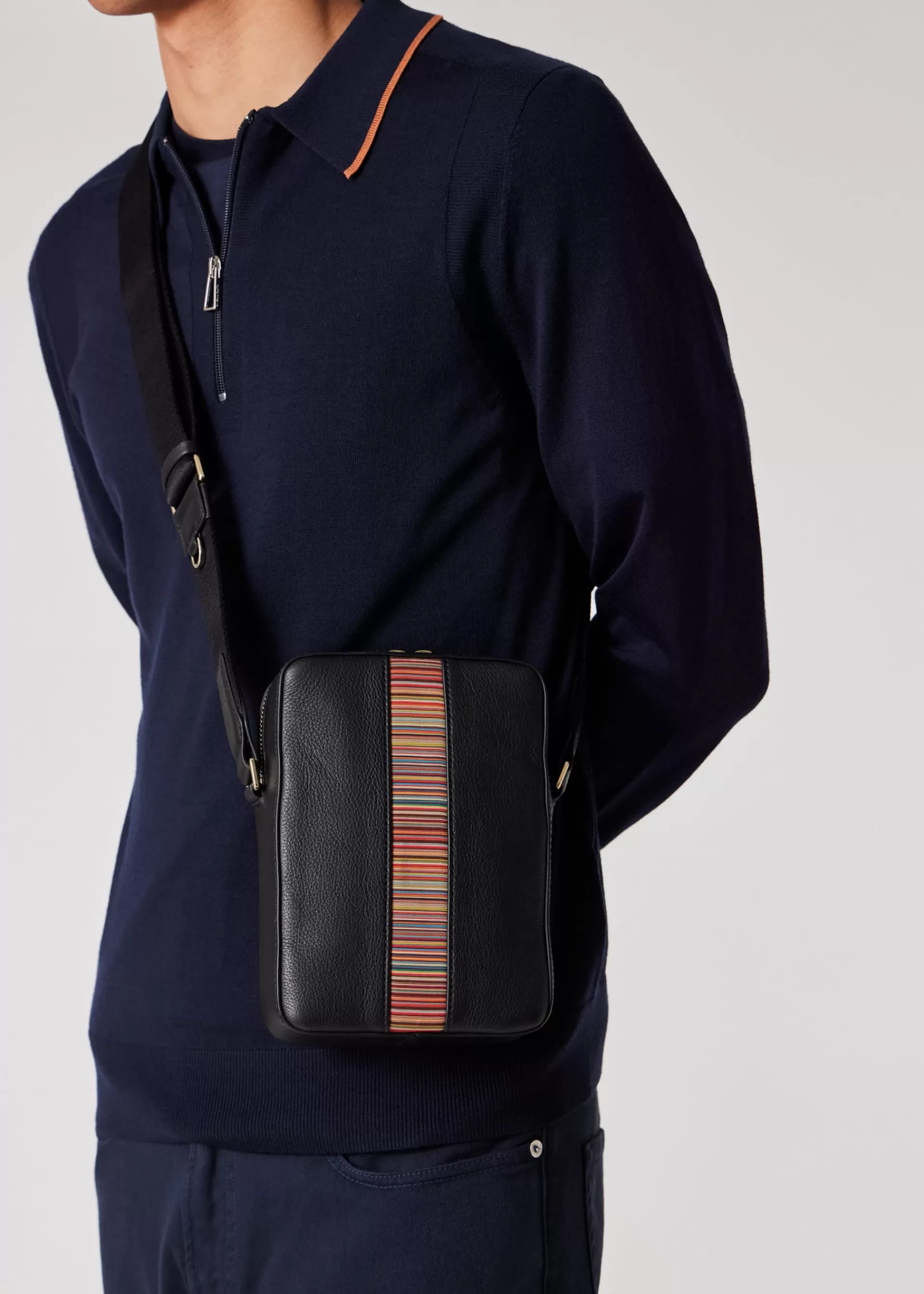 'Signature Stripe' Leather Flight Bag>Paul Smith Online