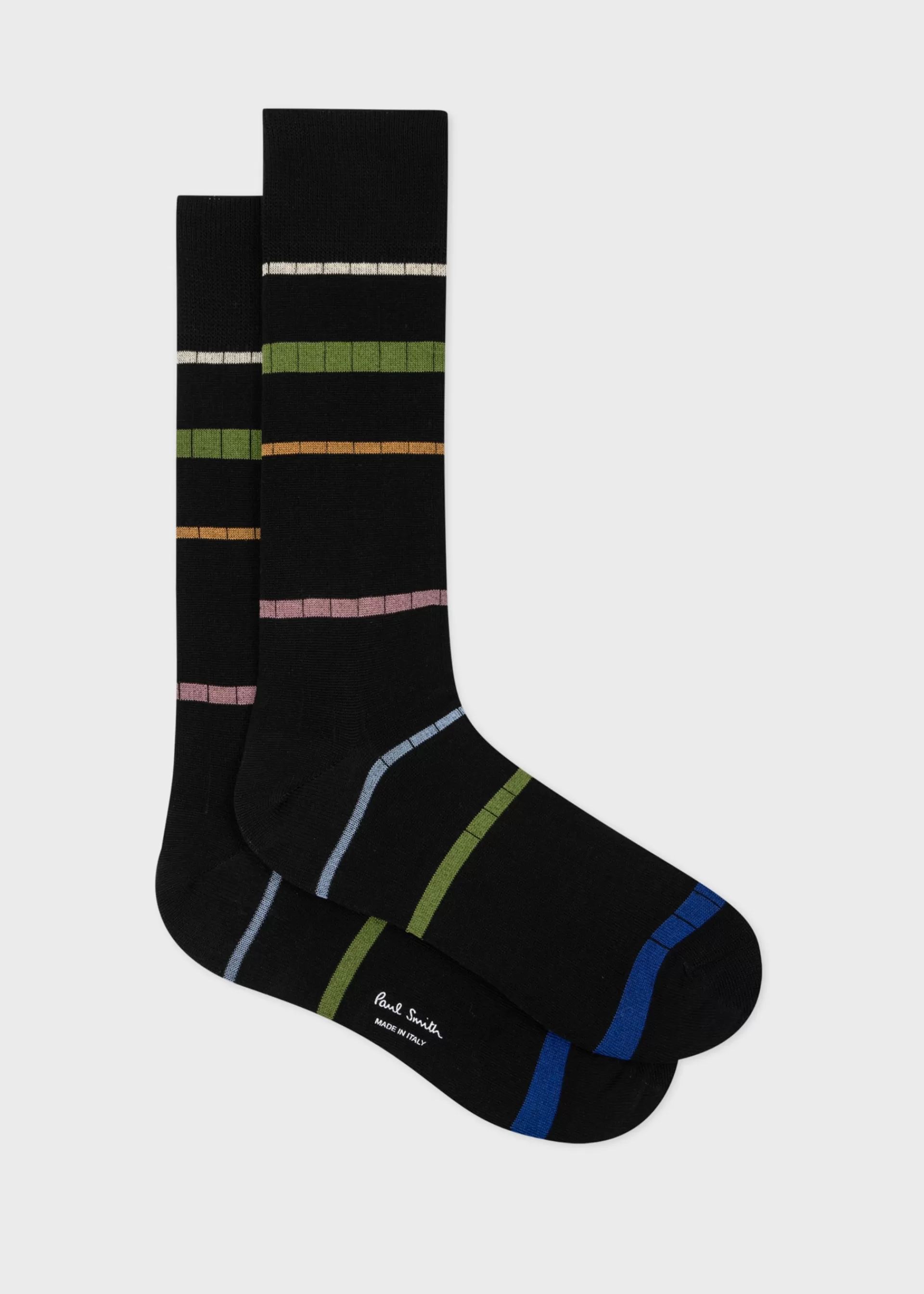 Black Spaced Stripe Ribbed Socks>Paul Smith Flash Sale