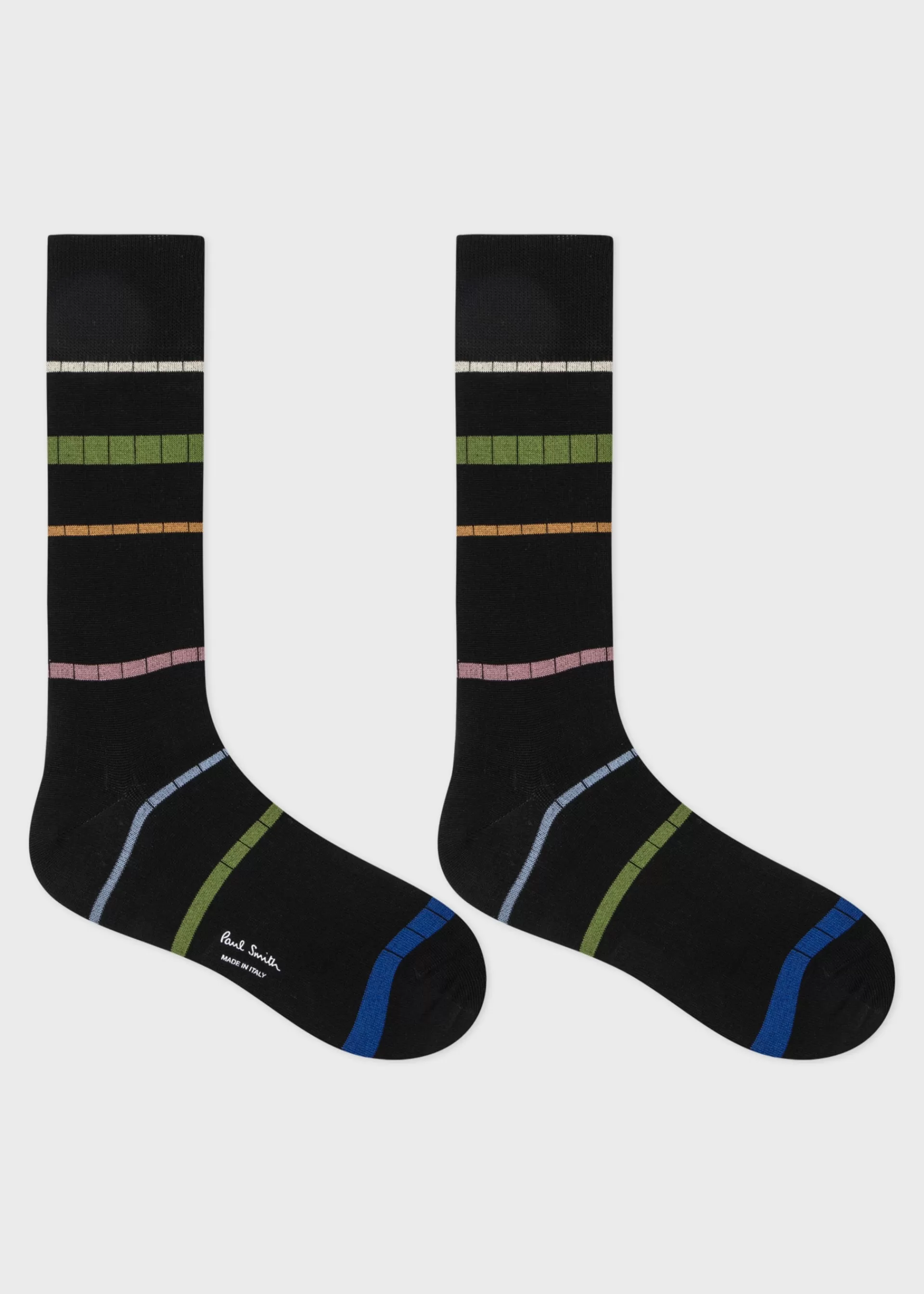 Black Spaced Stripe Ribbed Socks>Paul Smith Flash Sale