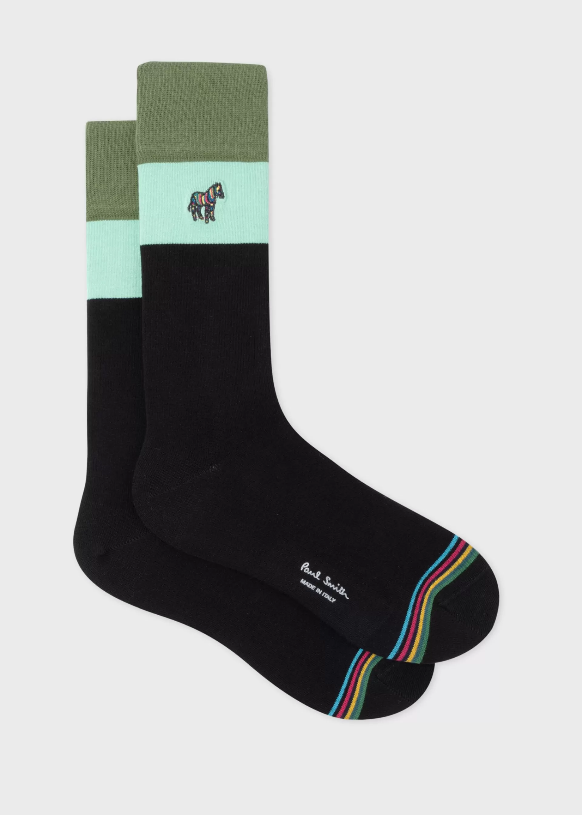 Zebra Embroidered Block Cuff Socks>Paul Smith Outlet