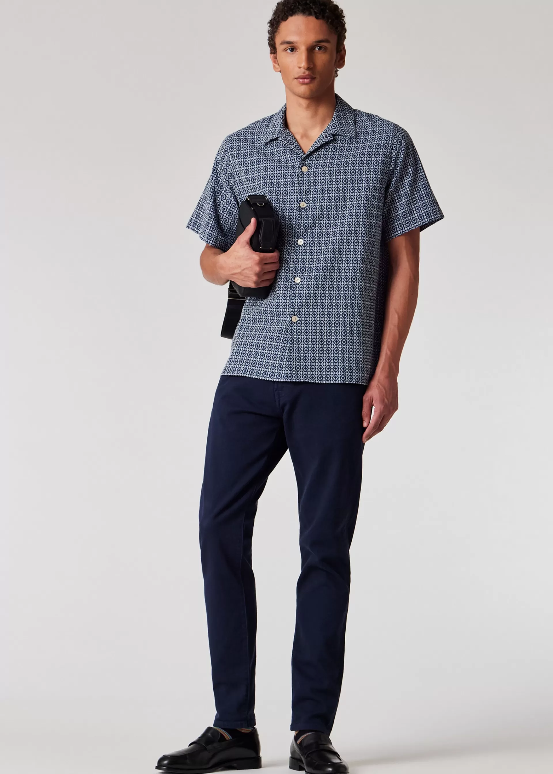 Cotton Cross-Stitch Short-Sleeve Shirt>Paul Smith Shop