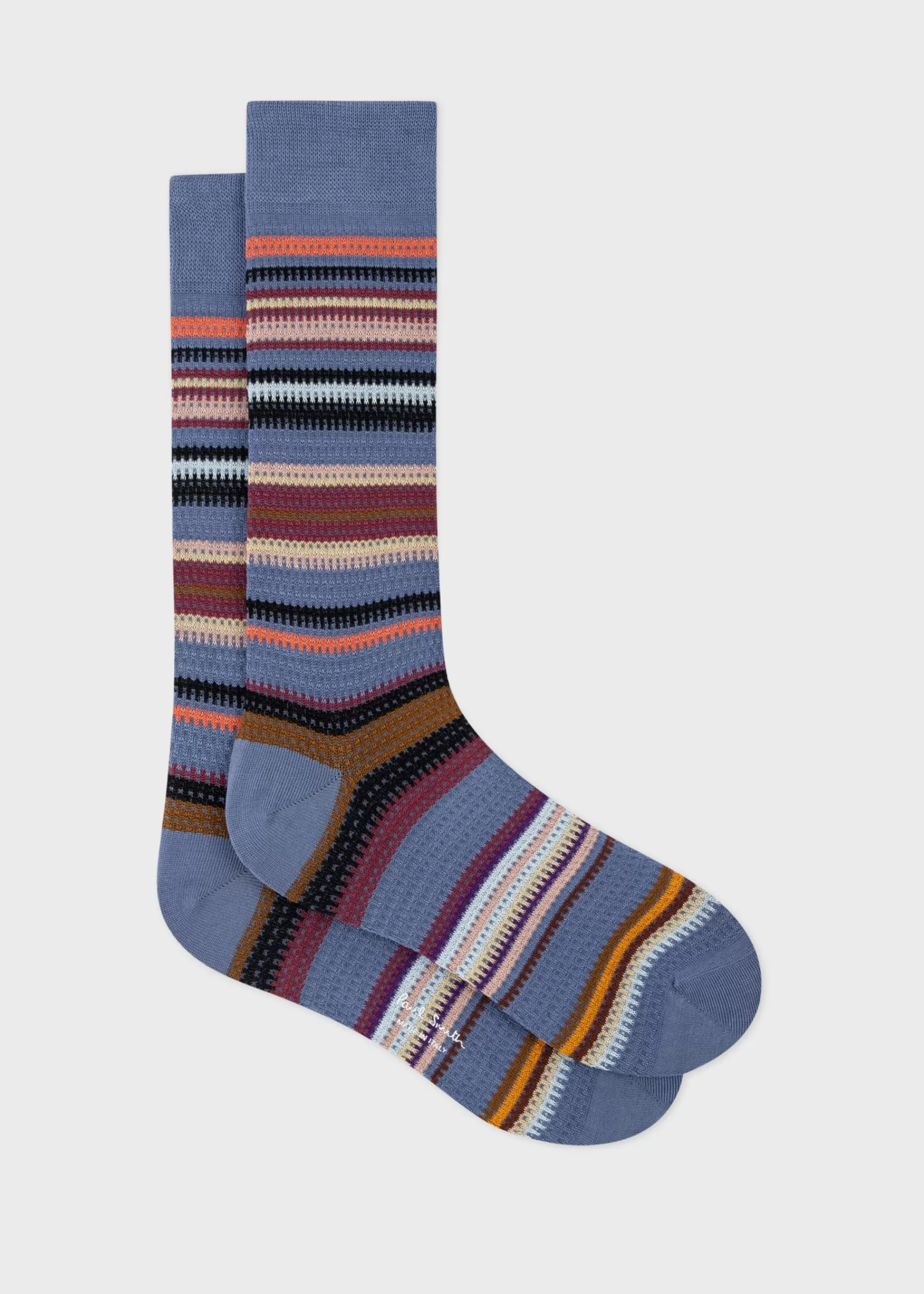 Blue Cotton-Blend Mixed Stripe Socks>Paul Smith New