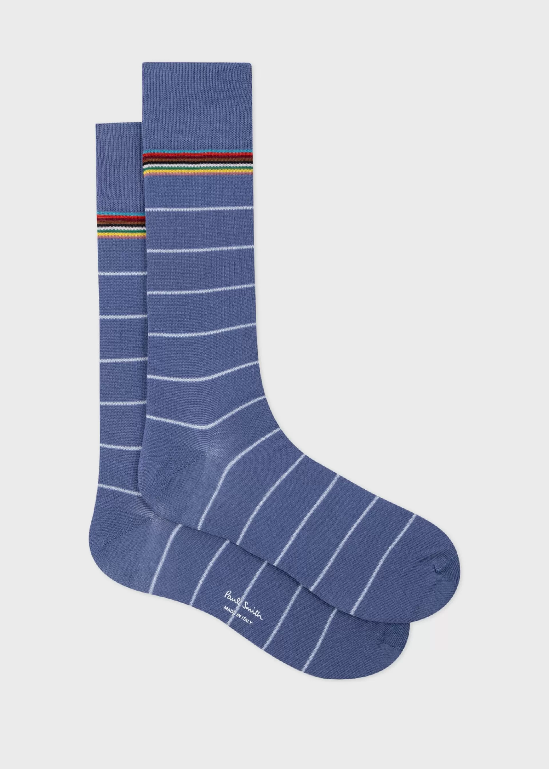 Blue Cotton-Blend Pinstripe Socks>Paul Smith New