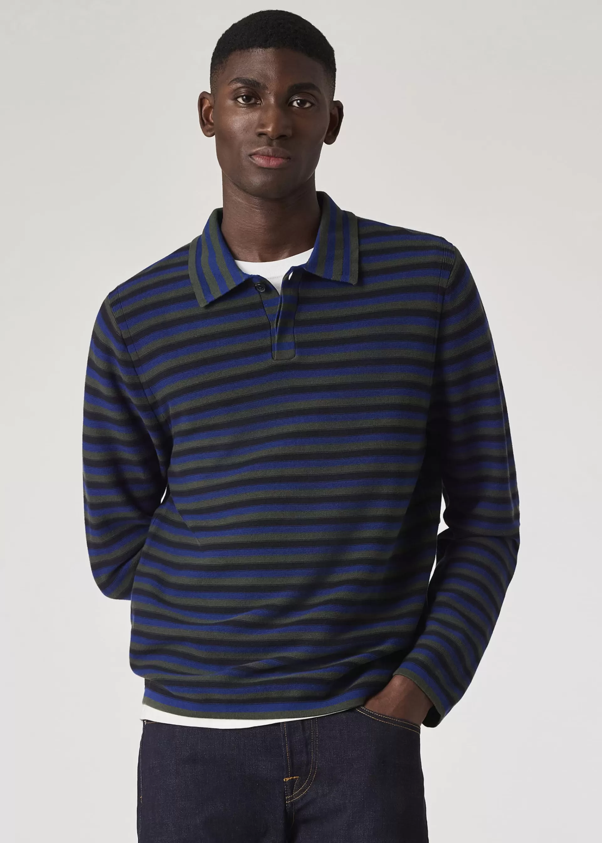 Faded Stripe Knitted Cotton Polo Shirt>Paul Smith Shop