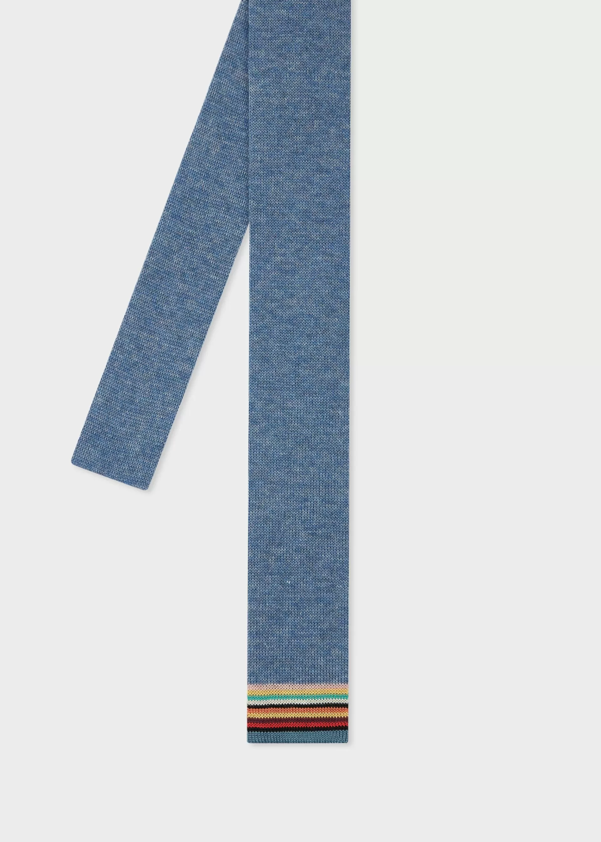 Blue Knitted Cotton Tie With 'Signature Stripe' Tip>Paul Smith Shop