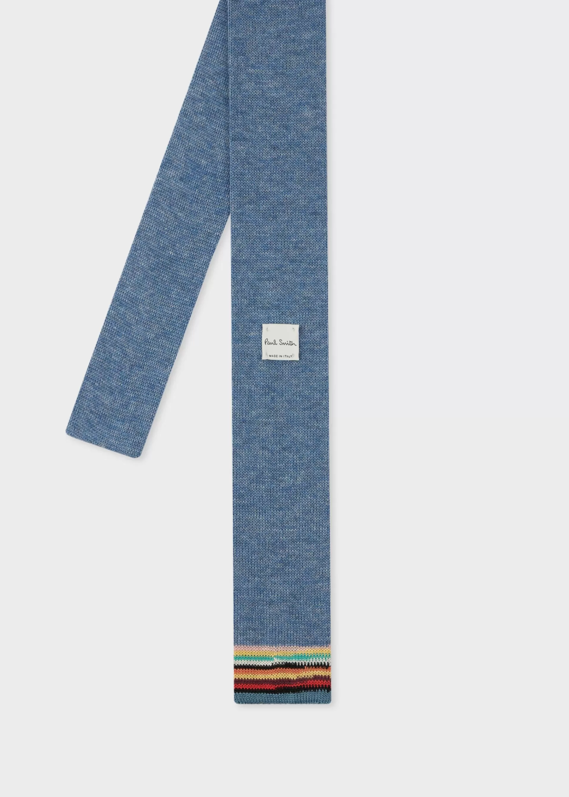 Blue Knitted Cotton Tie With 'Signature Stripe' Tip>Paul Smith Shop