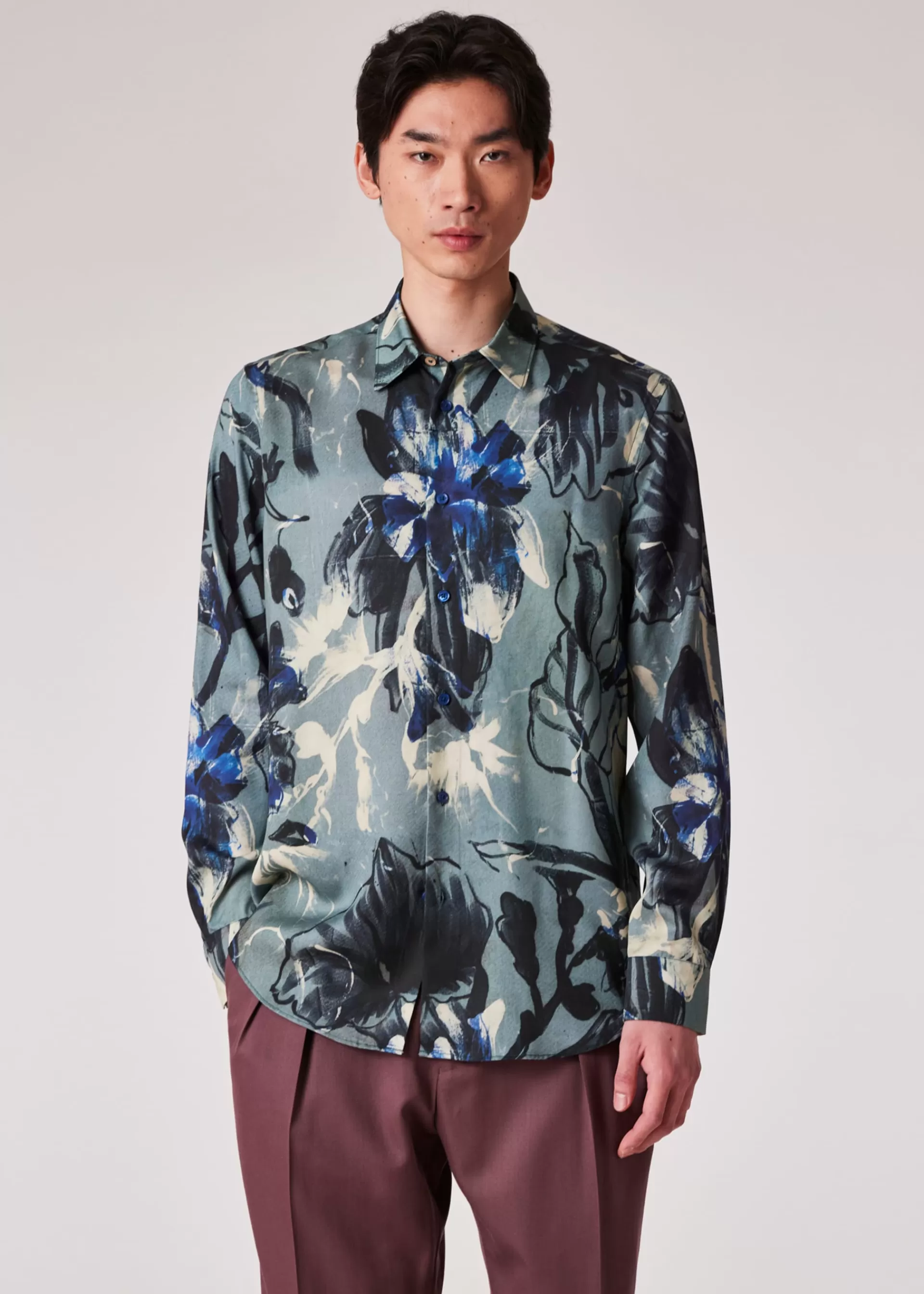 'Leaf' Print Lyocell Shirt>Paul Smith Best Sale