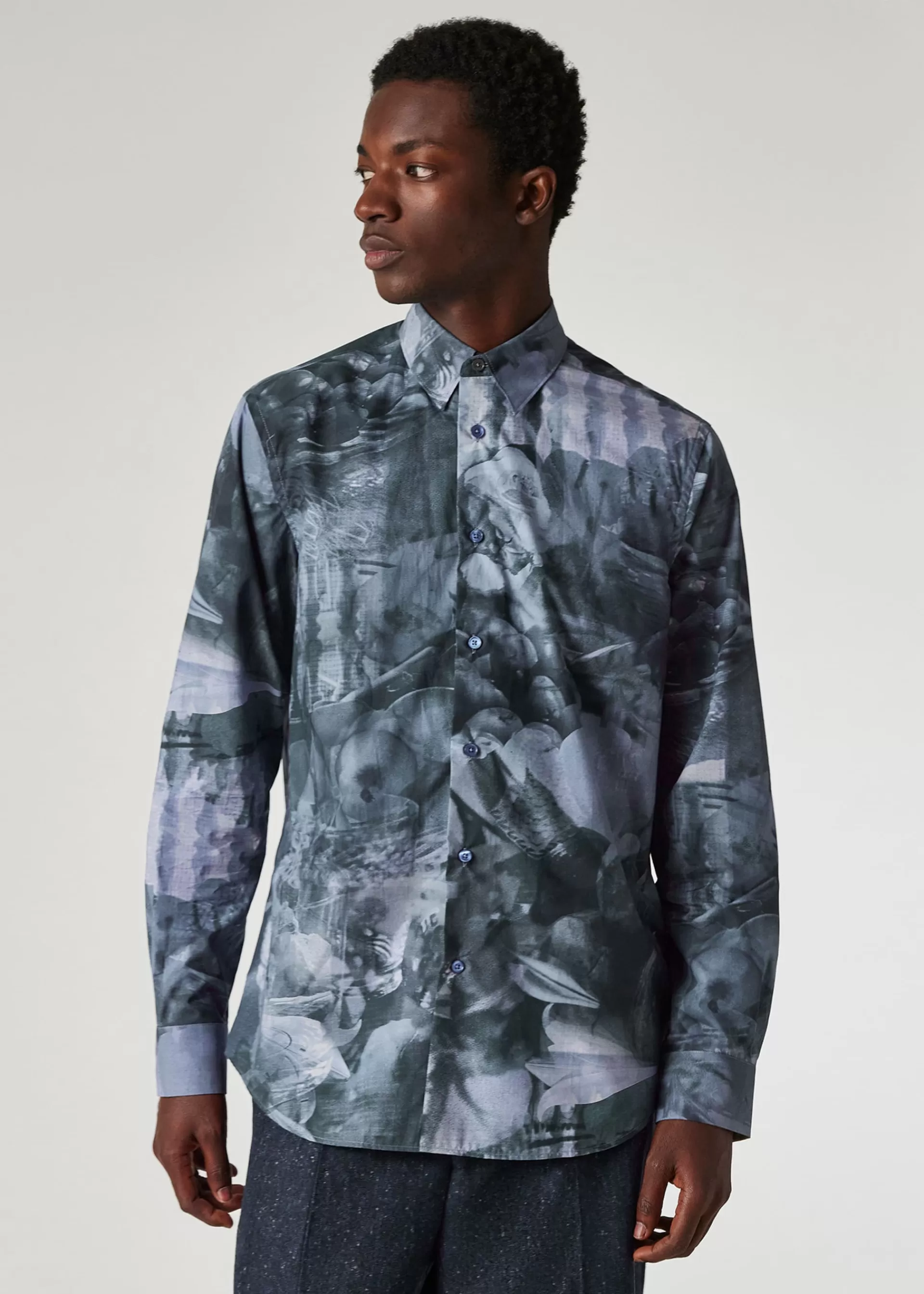 Photo Print Cotton Shirt>Paul Smith Sale