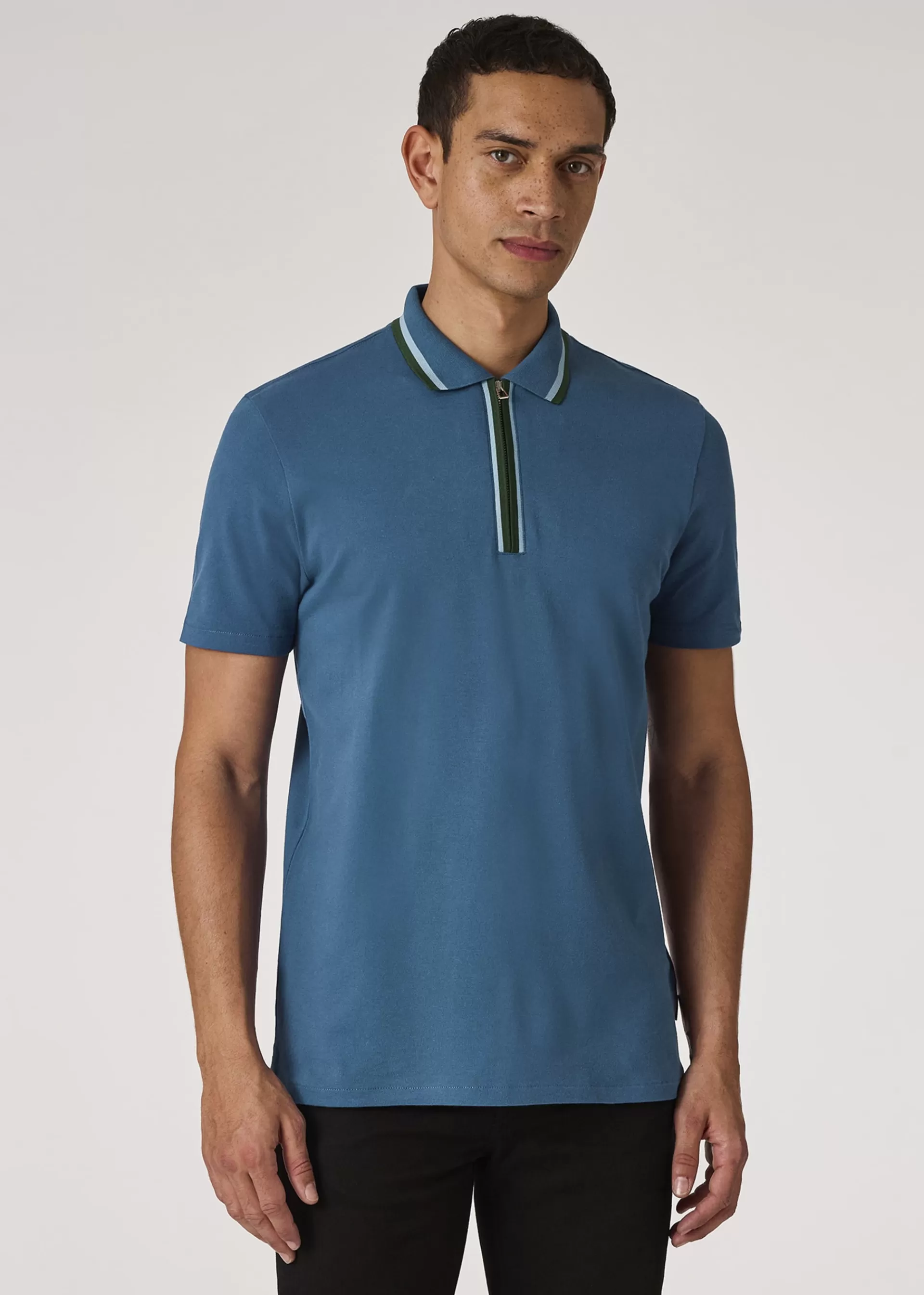 Zip-Neck Polo Shirt With Contrast Tipping>Paul Smith Fashion