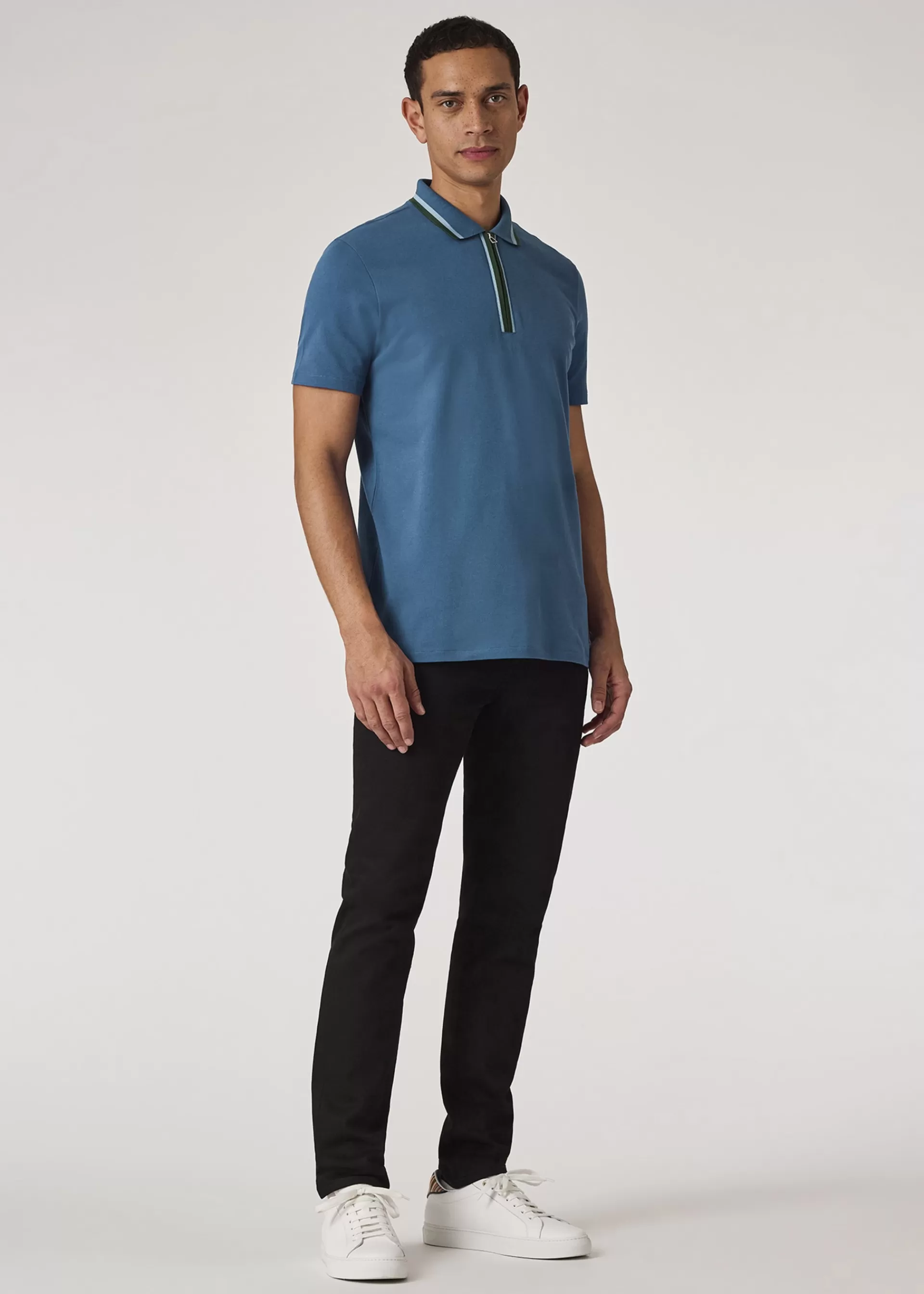 Zip-Neck Polo Shirt With Contrast Tipping>Paul Smith Fashion