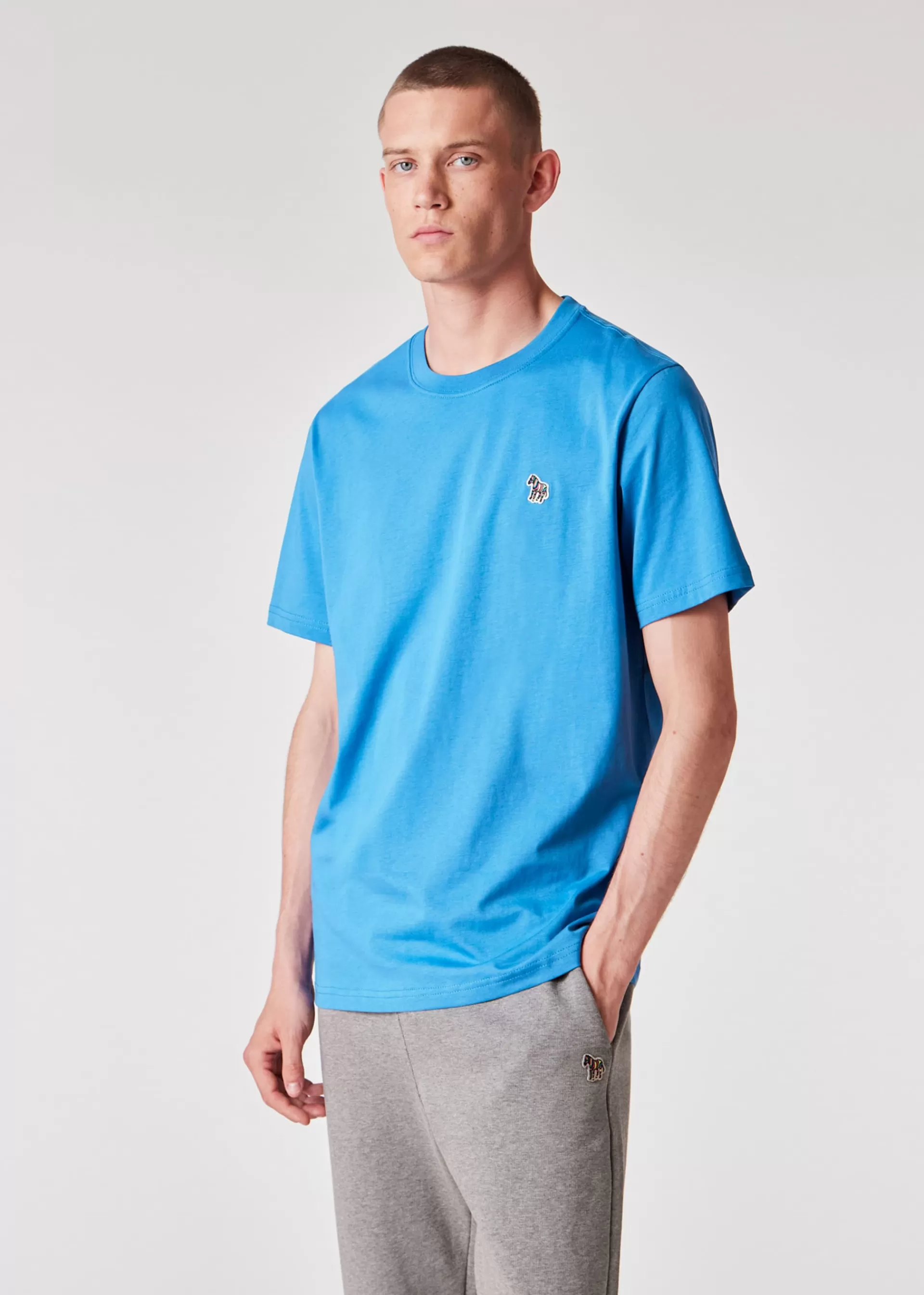 Bright Blue Organic Cotton Zebra Logo T-Shirt>Paul Smith Clearance