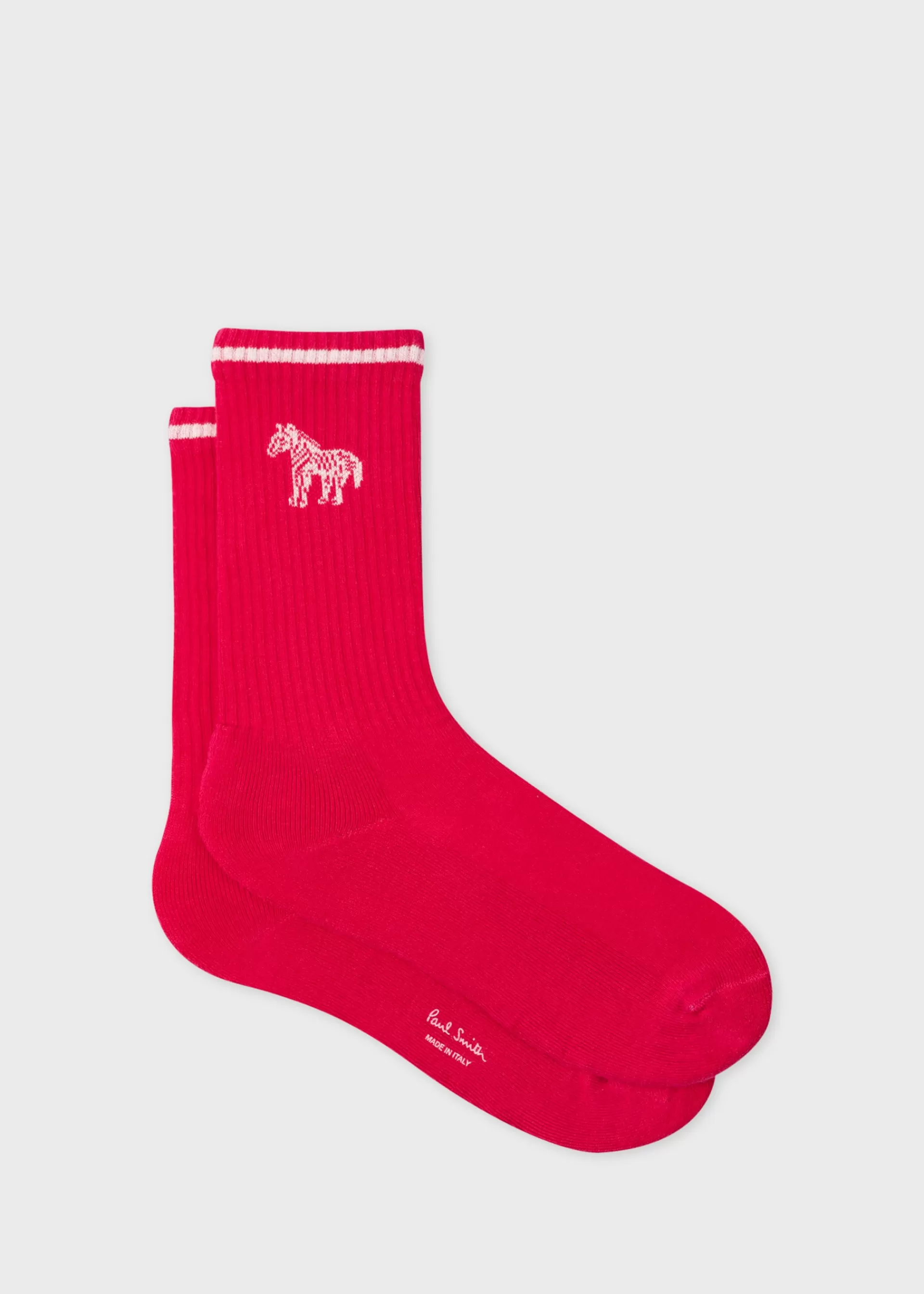 Bright Pink Zebra Logo Ribbed Socks>Paul Smith Cheap