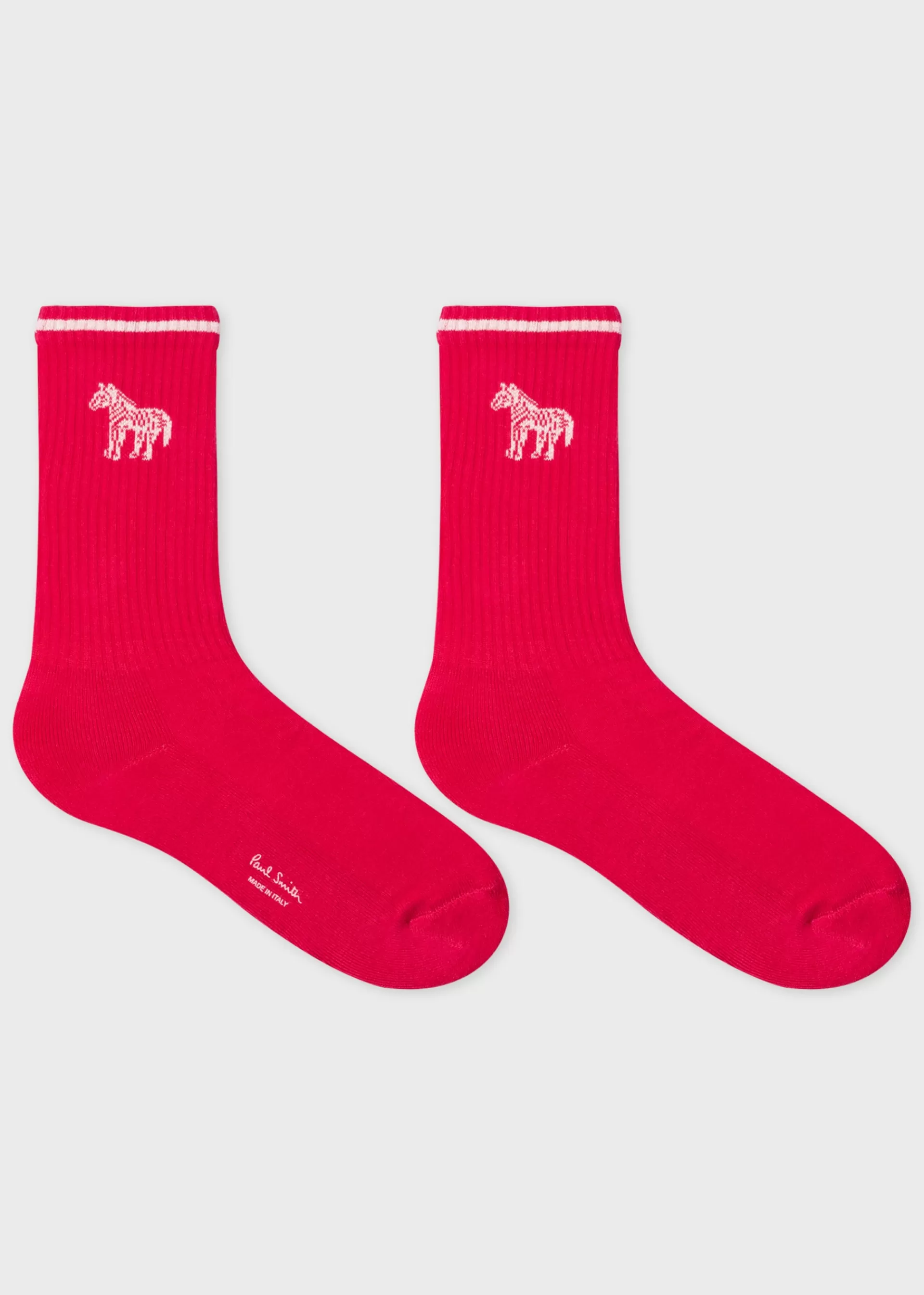 Bright Pink Zebra Logo Ribbed Socks>Paul Smith Cheap