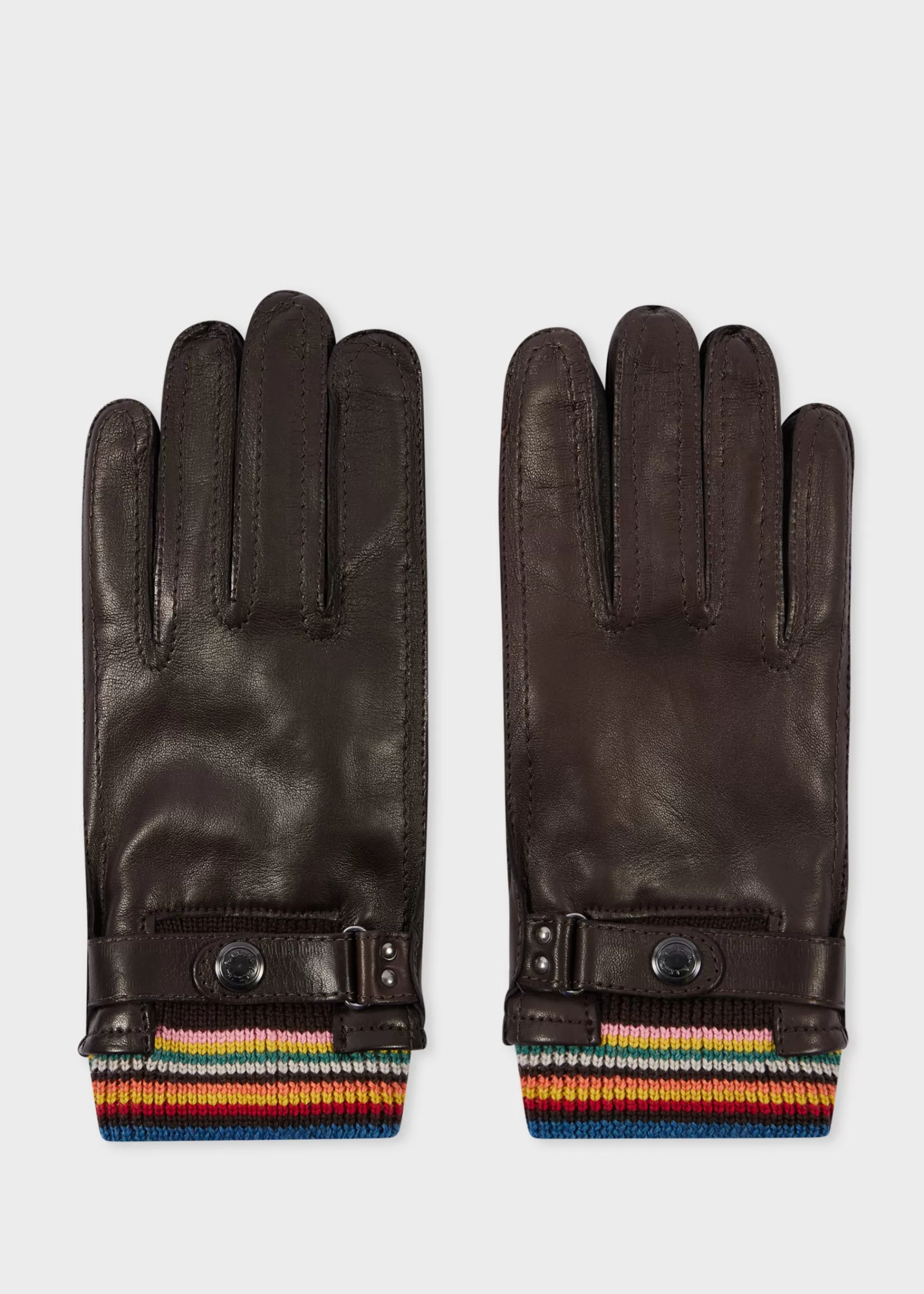 Leather 'Signature Stripe' Cuff Gloves>Paul Smith Best