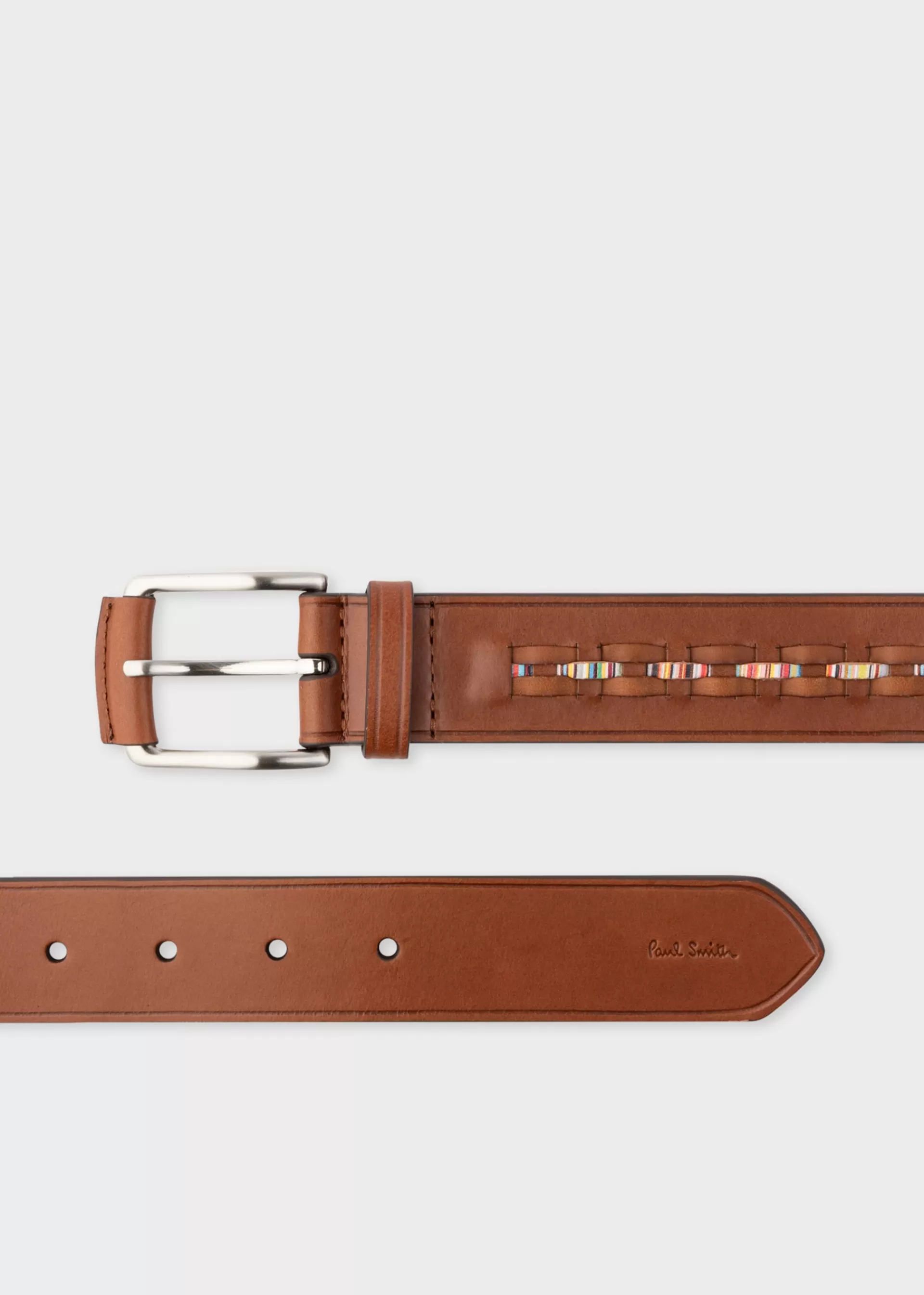Leather Signature Stripe Weave Belt>Paul Smith Hot
