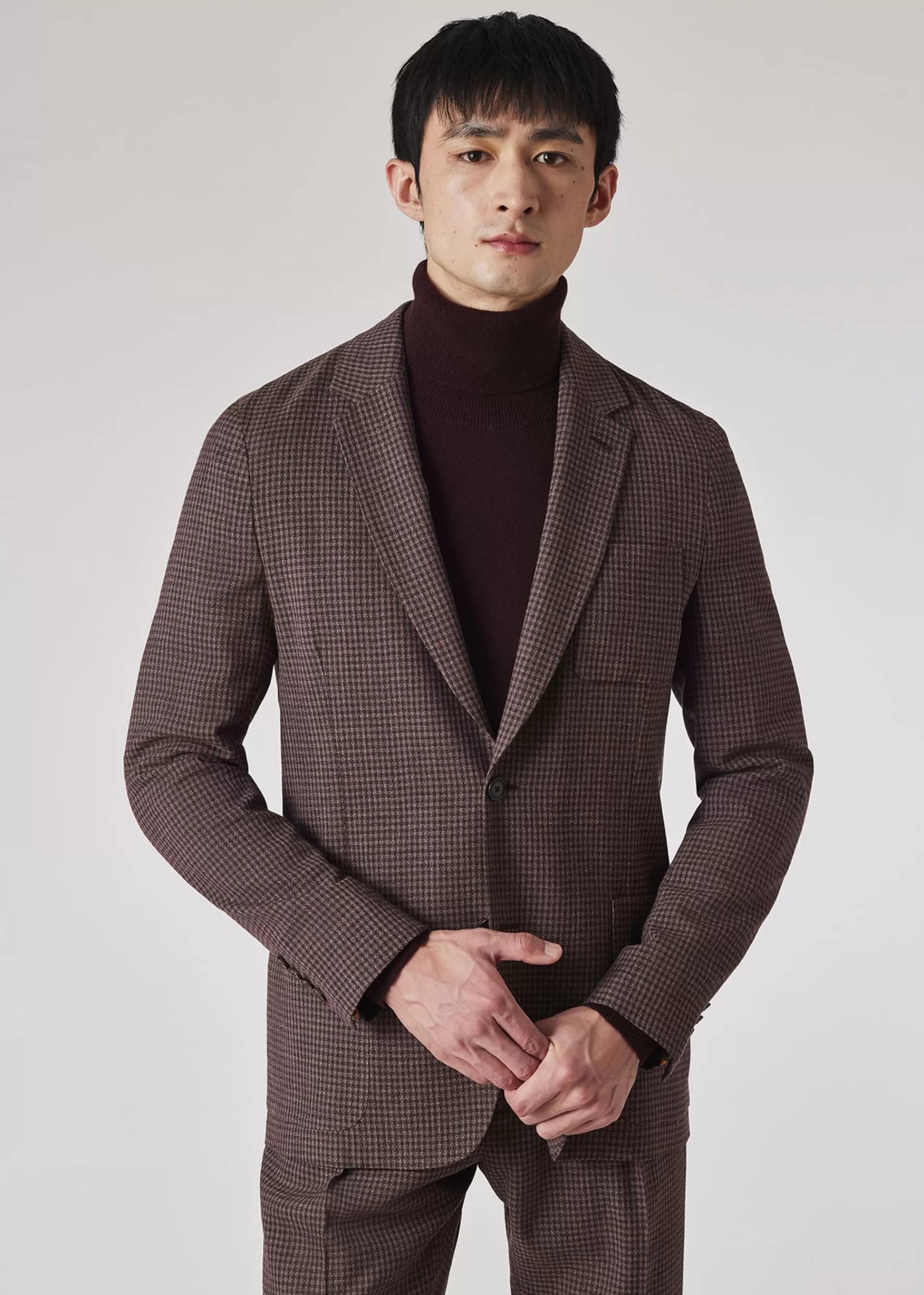 Brown Stretch-Wool Gingham Check Suit>Paul Smith Sale