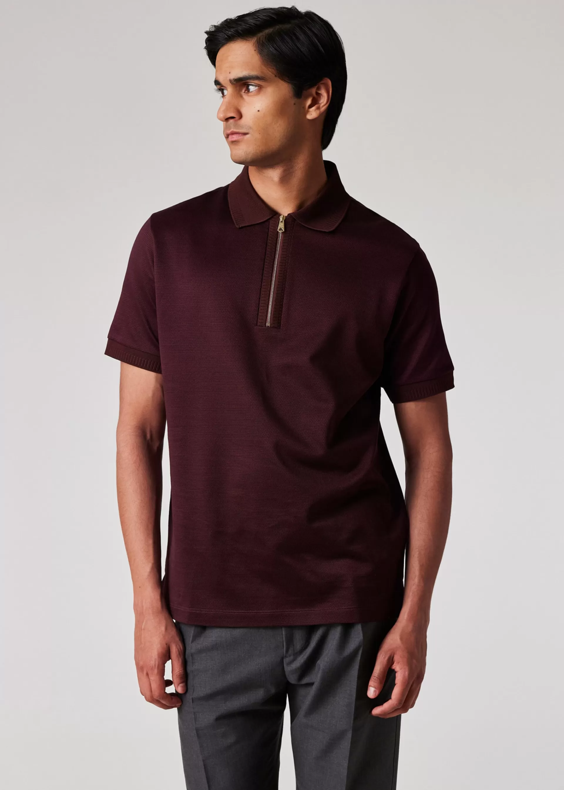 Geo Jacquard Zip Polo Shirt>Paul Smith Discount