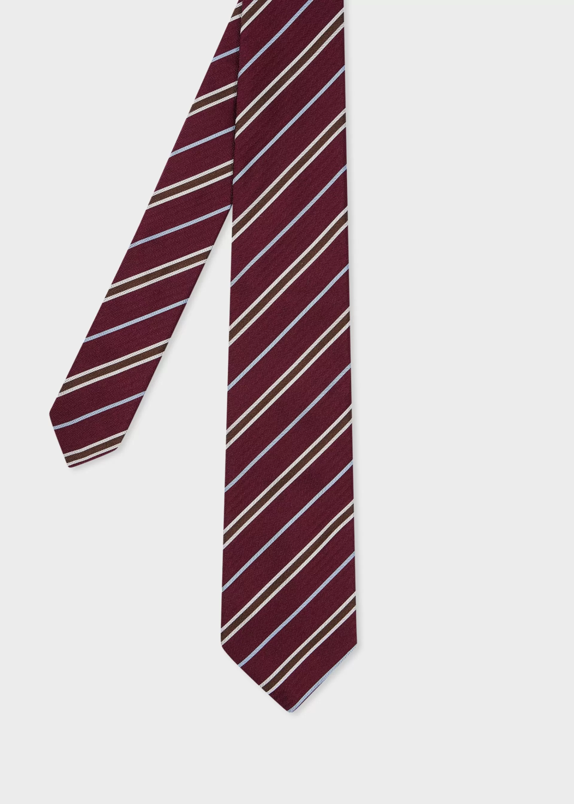 Burgundy Silk Herringbone Stripe>Paul Smith Fashion