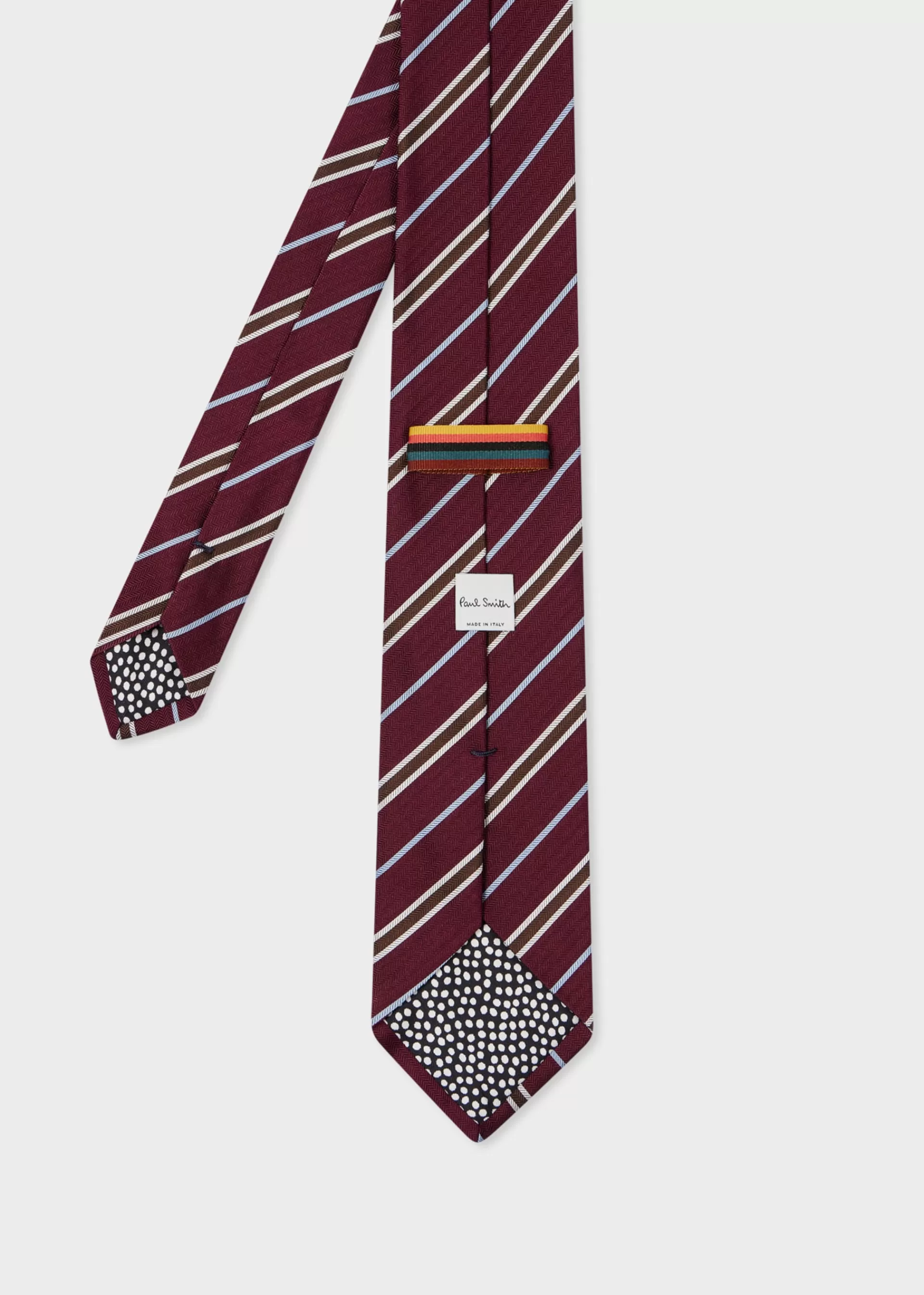 Burgundy Silk Herringbone Stripe>Paul Smith Fashion